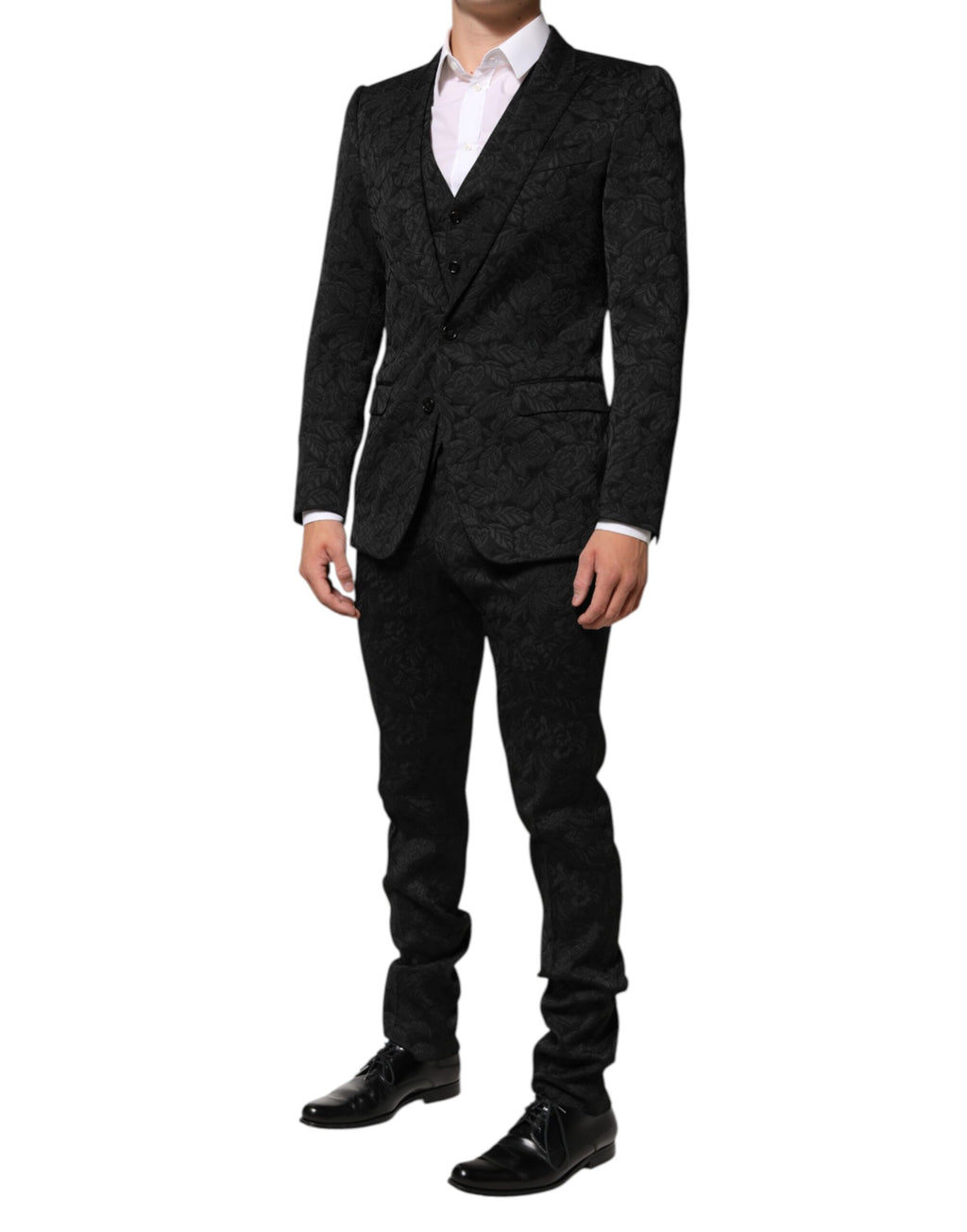 Dolce & Gabbana Black 3 Piece Brocade Jacquard Suit MARTINI