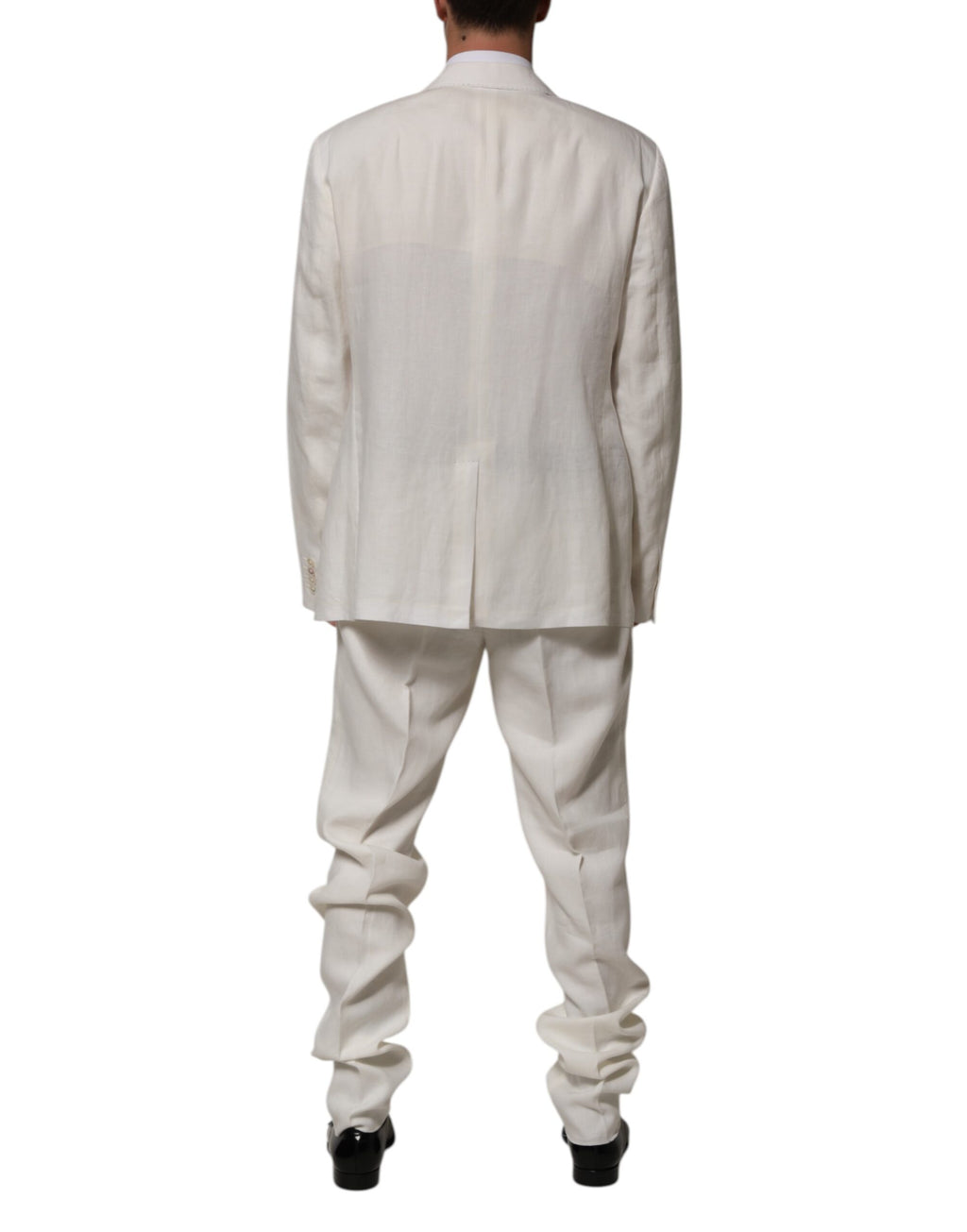 Dolce & Gabbana Light Cream Linen Embroidered 2 Piece Suit