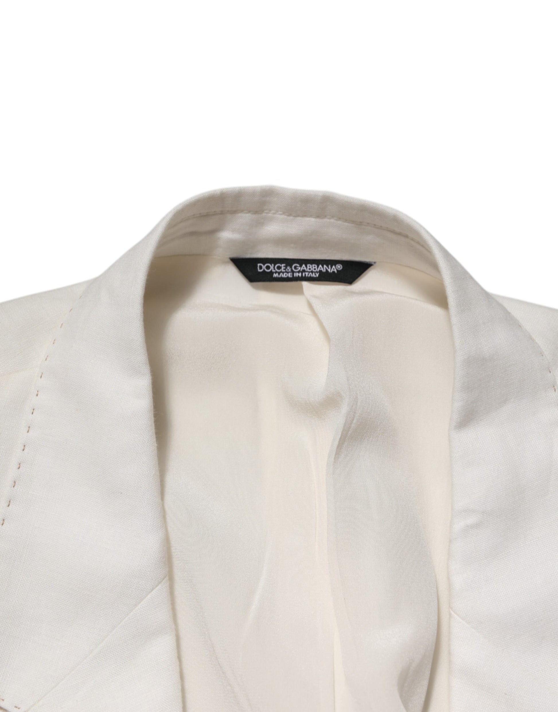 Dolce & Gabbana Light Cream Linen Embroidered 2 Piece Suit