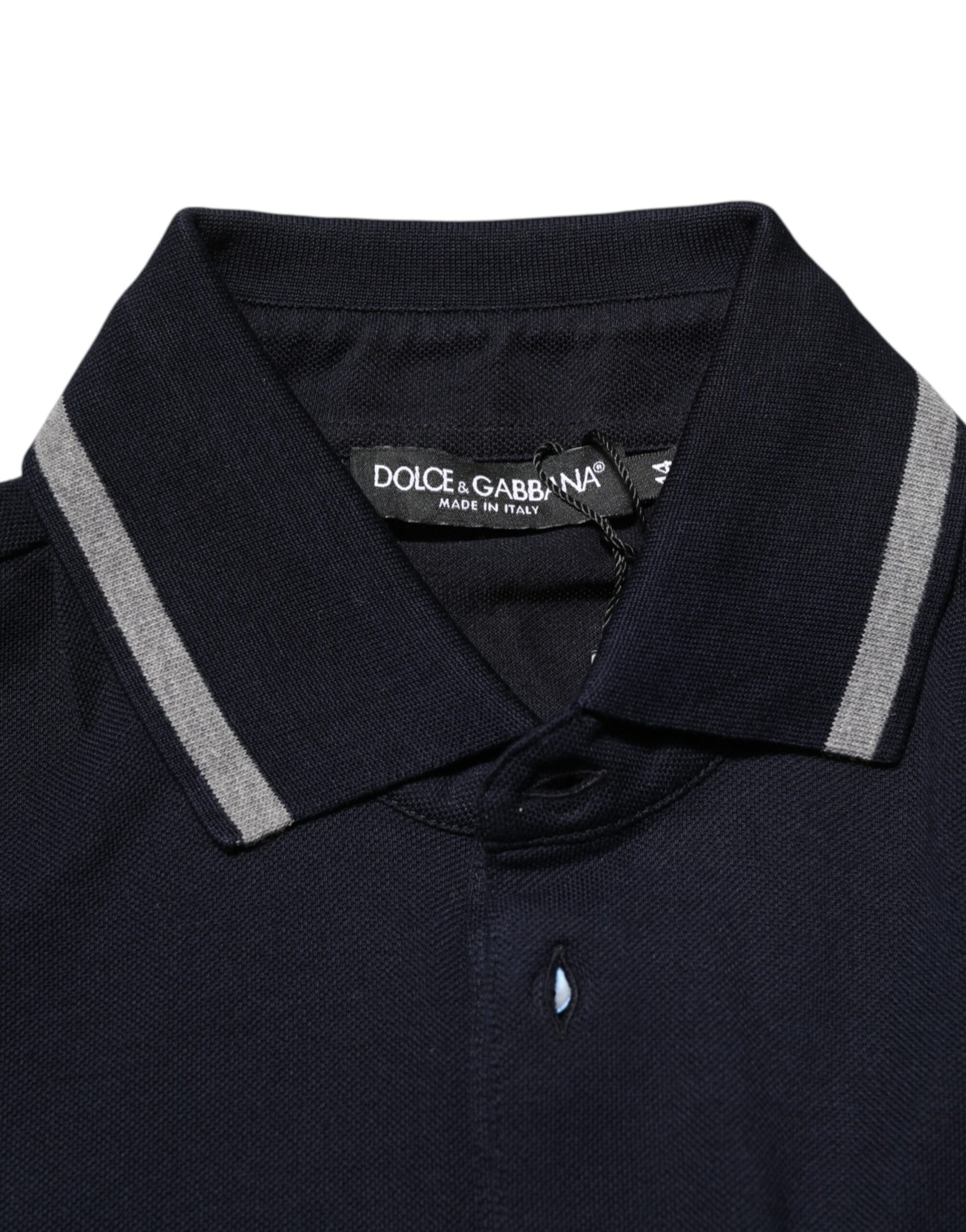 Dolce & Gabbana Navy Blue Cotton Crown Crest Logo Men T-Shirt