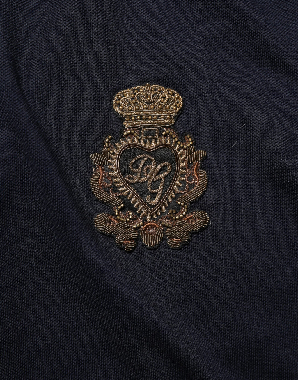 Dolce & Gabbana Navy Blue Cotton Crown Crest Logo Men T-Shirt
