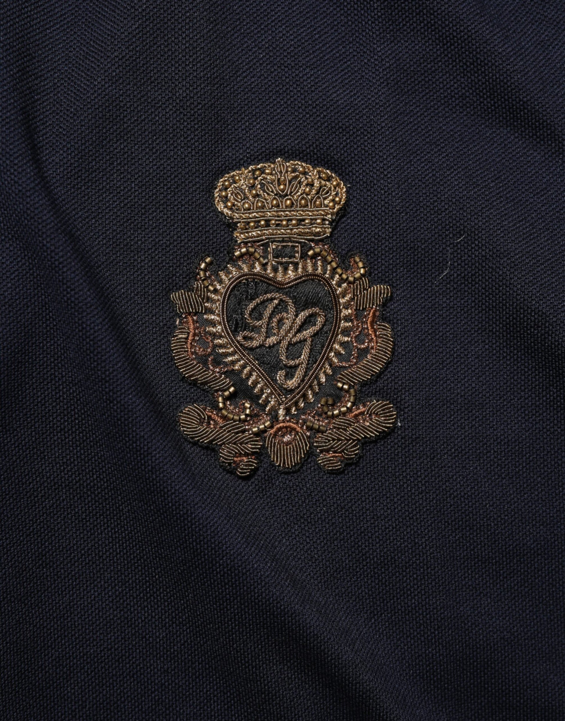 Dolce & Gabbana Navy Blue Cotton Crown Crest Logo Men T-Shirt