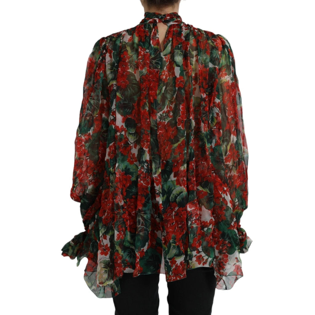 Dolce & Gabbana Multicolor Floral Silk Collar Blouse
