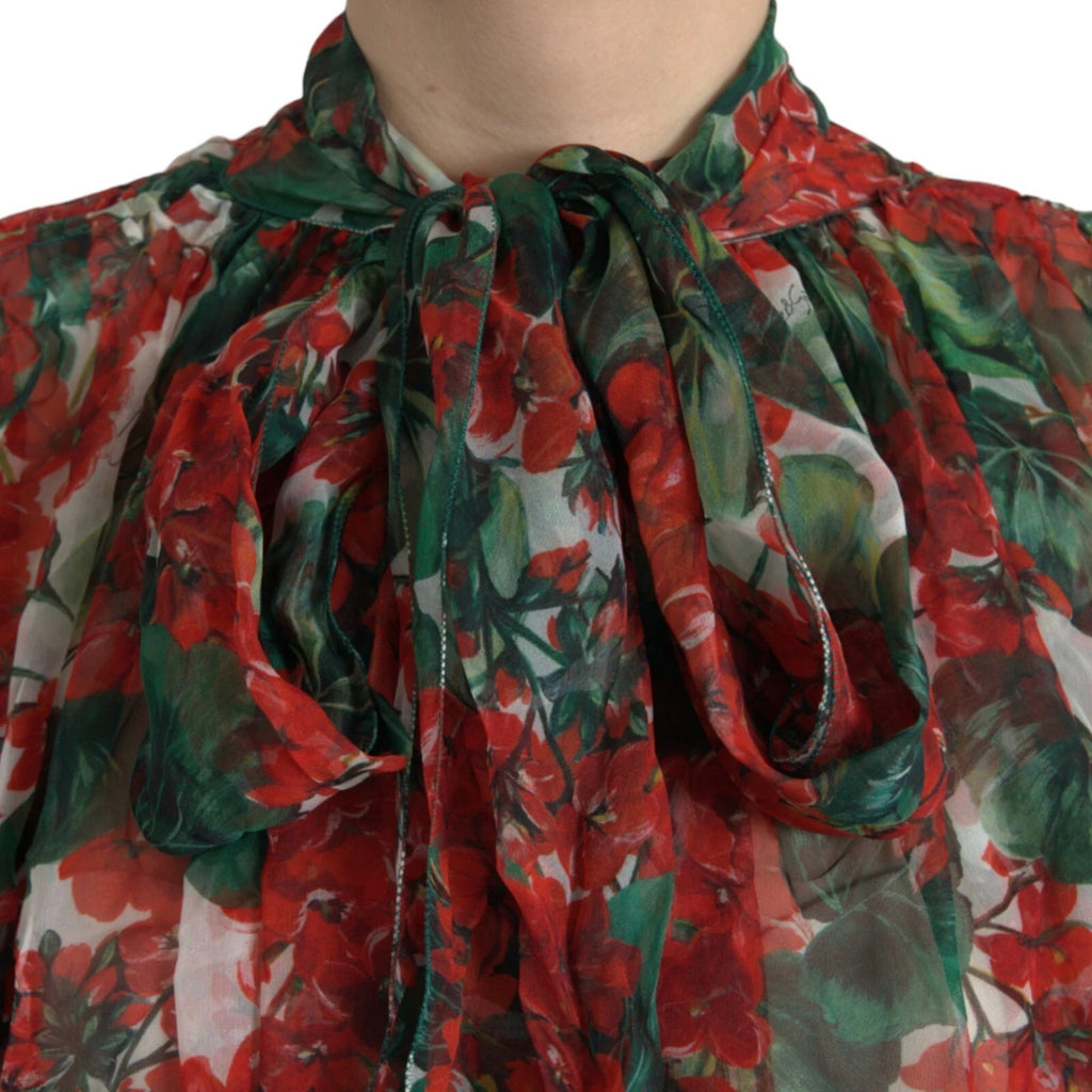 Dolce & Gabbana Multicolor Floral Silk Collar Blouse