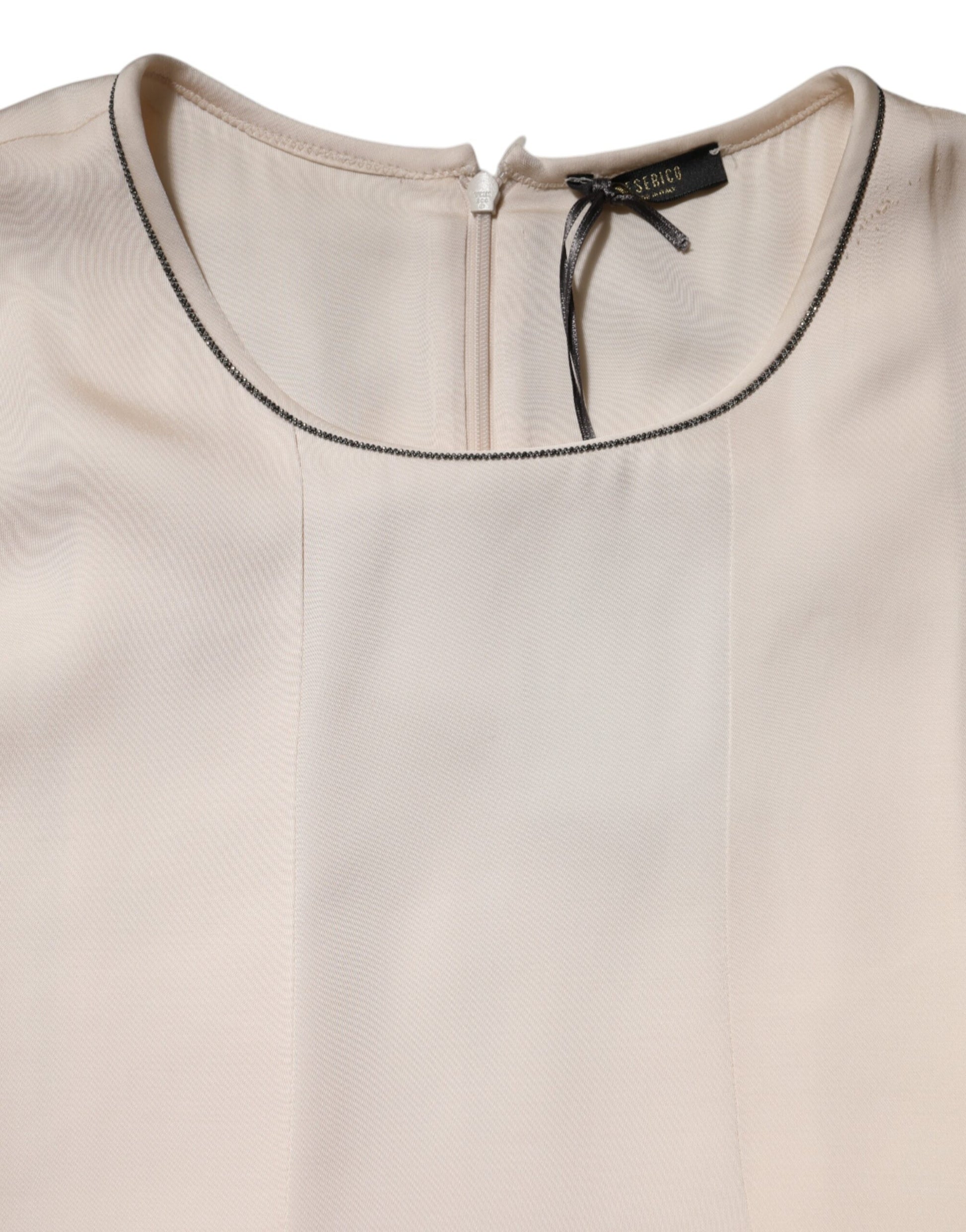 Peserico Beige Viscose Pleated Sleeveless Long Maxi Dress