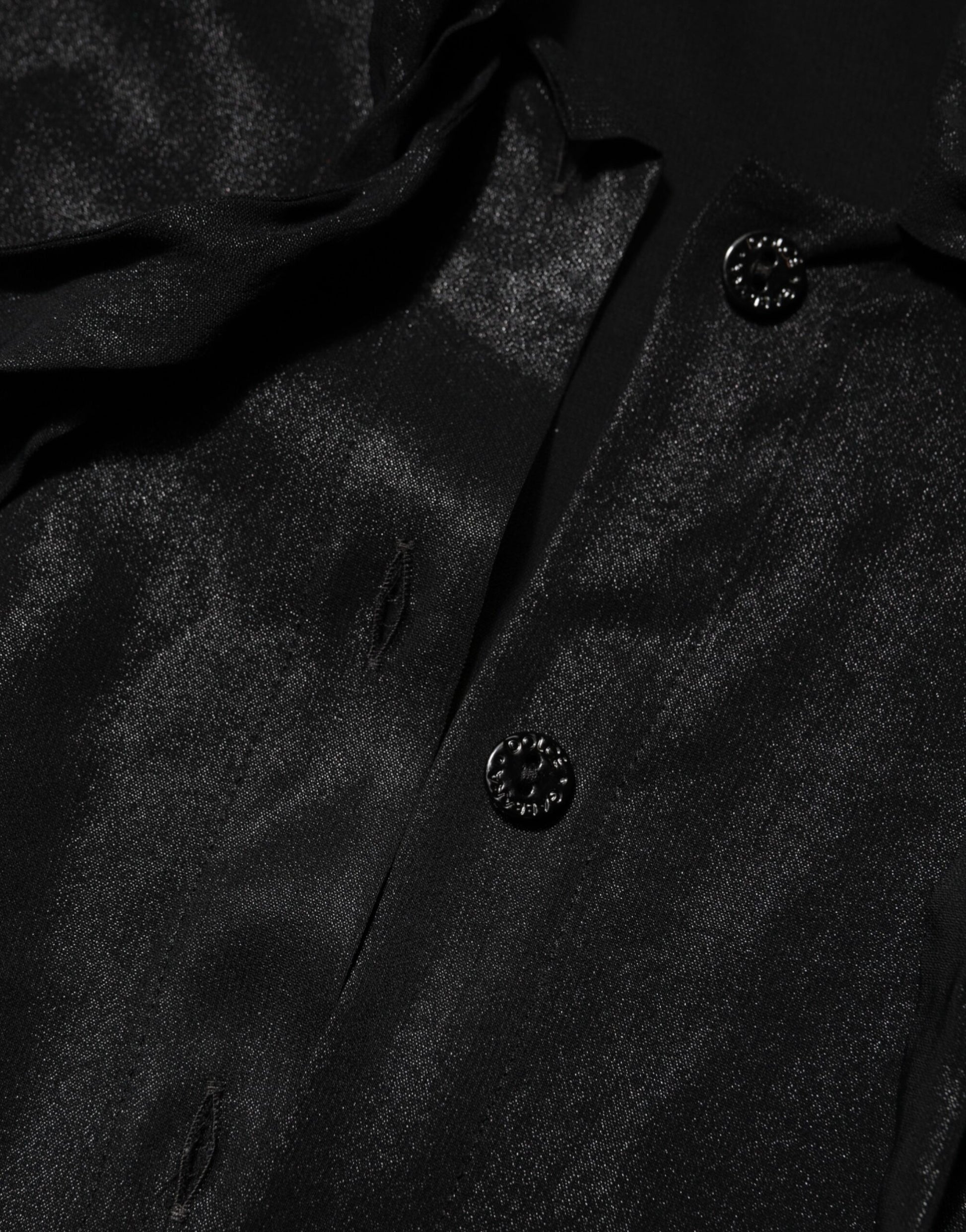 Dolce & Gabbana Black Viscose Long Sleeve Tie Neck Blouse Top