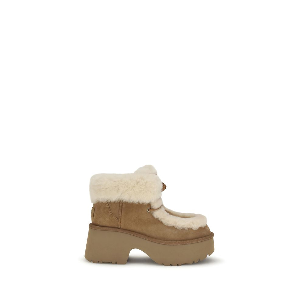 UGG Beige Leather Lace-Up Boots