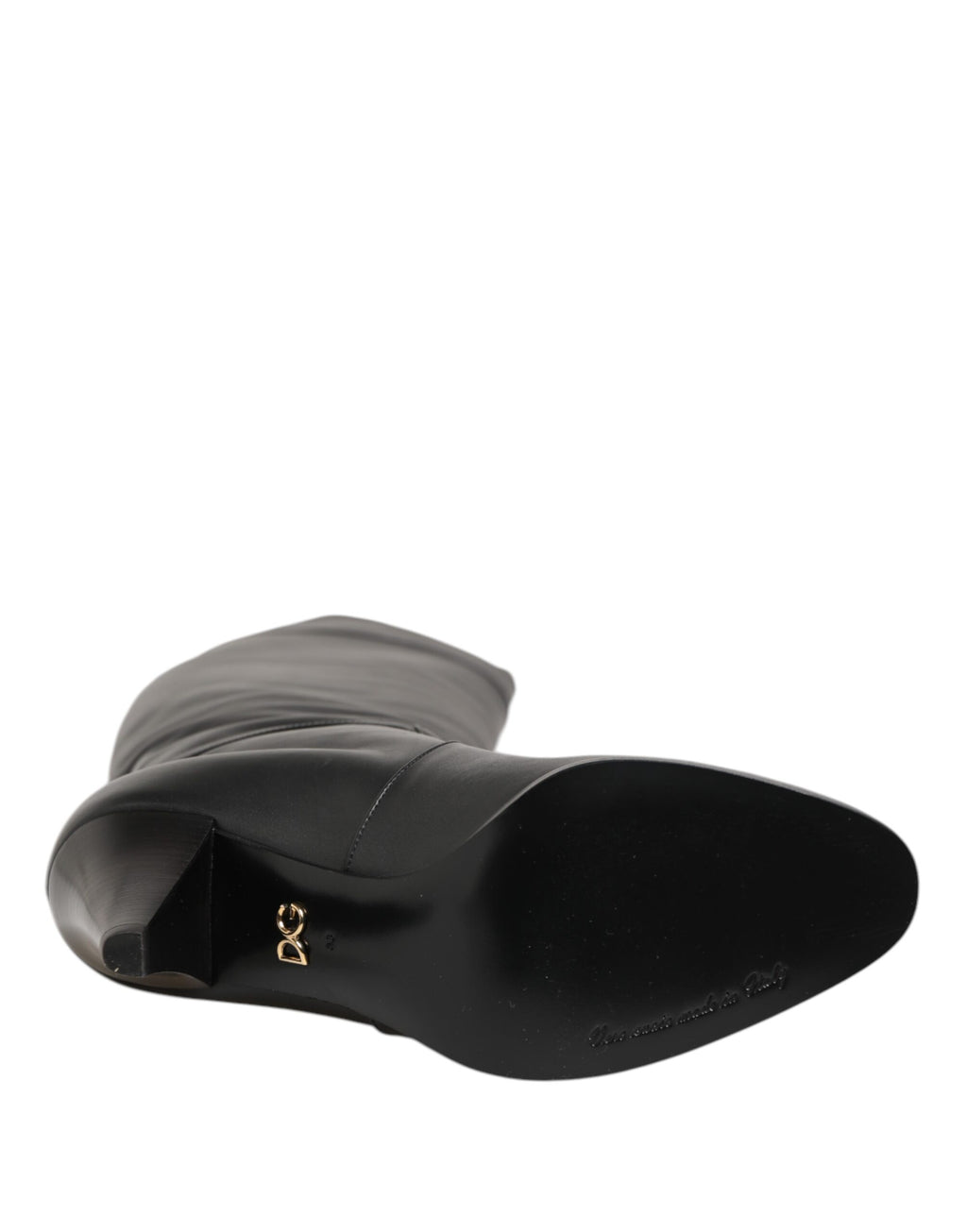 Dolce & Gabbana Black Leather Over-The-Knee DG Boots  Shoes