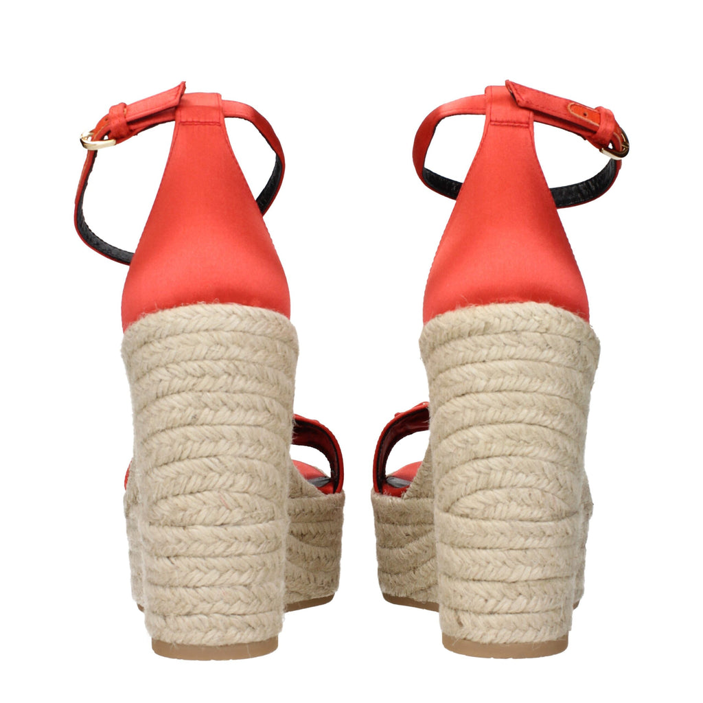 Versace Orange Satin Wedges Sandals