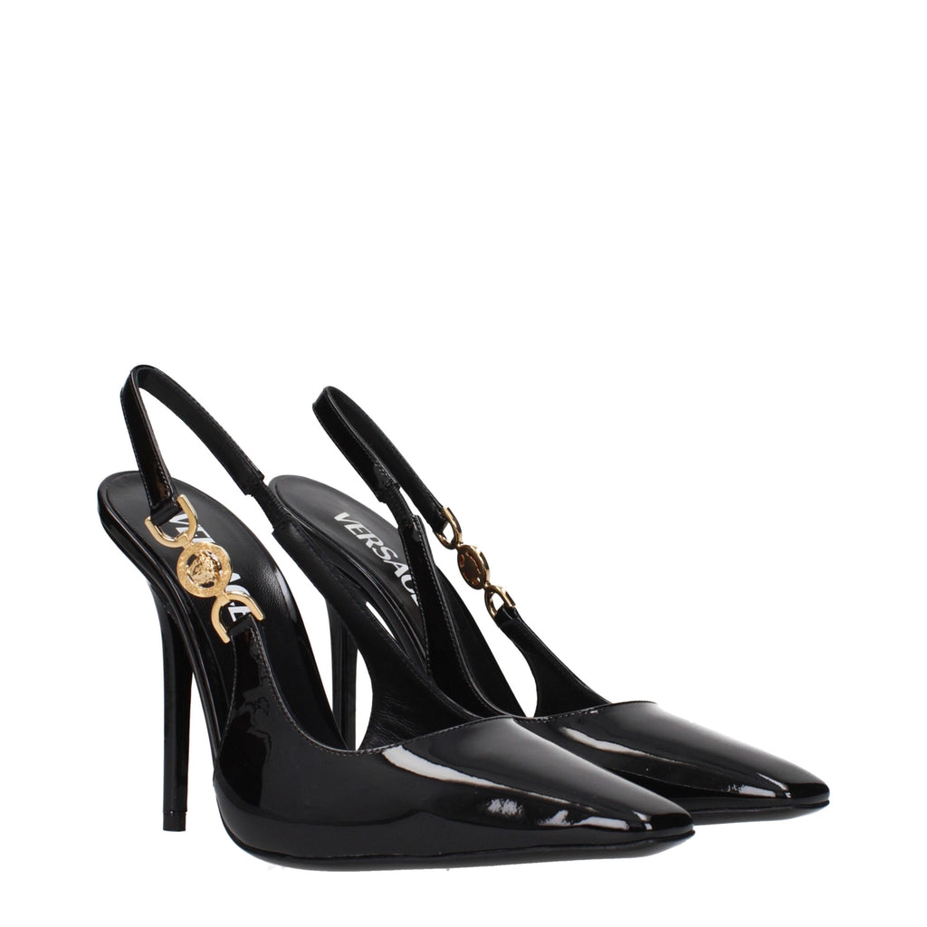 Versace Black Leather High Heel Pumps