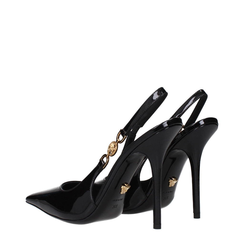 Versace Black Leather High Heel Pumps