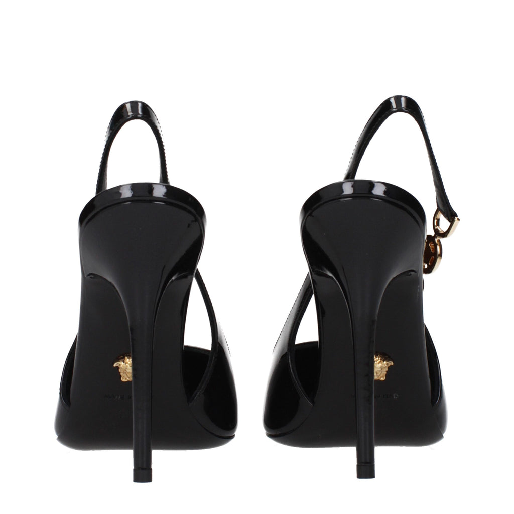 Versace Black Leather High Heel Pumps