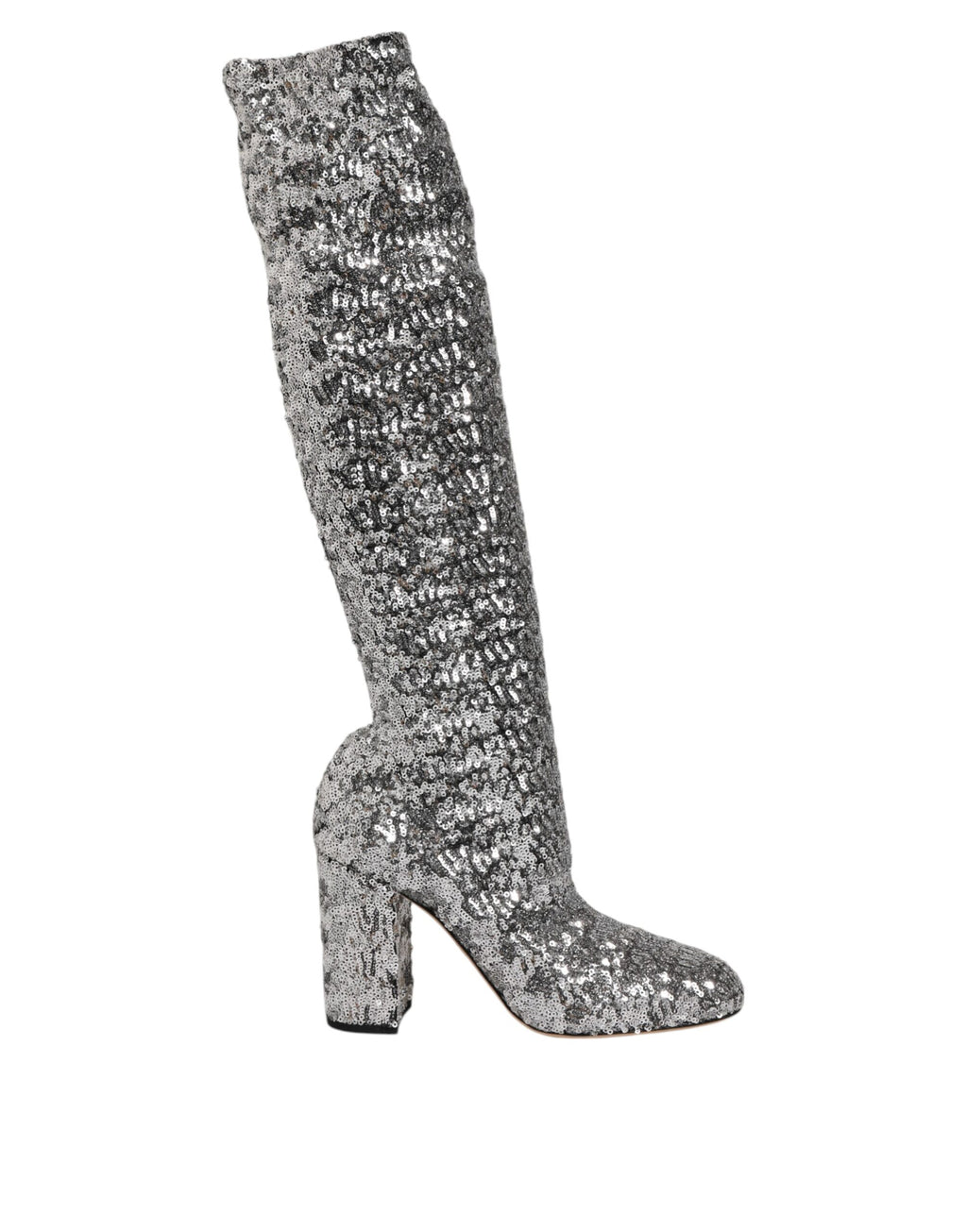 Dolce & Gabbana Shoes Silver Sequins Glitter High Heel Boot Shoes