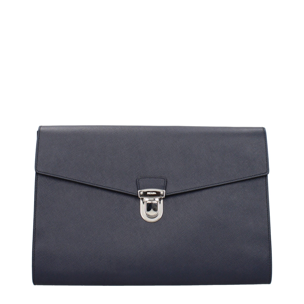 Prada Blue Leather Clutch Bags