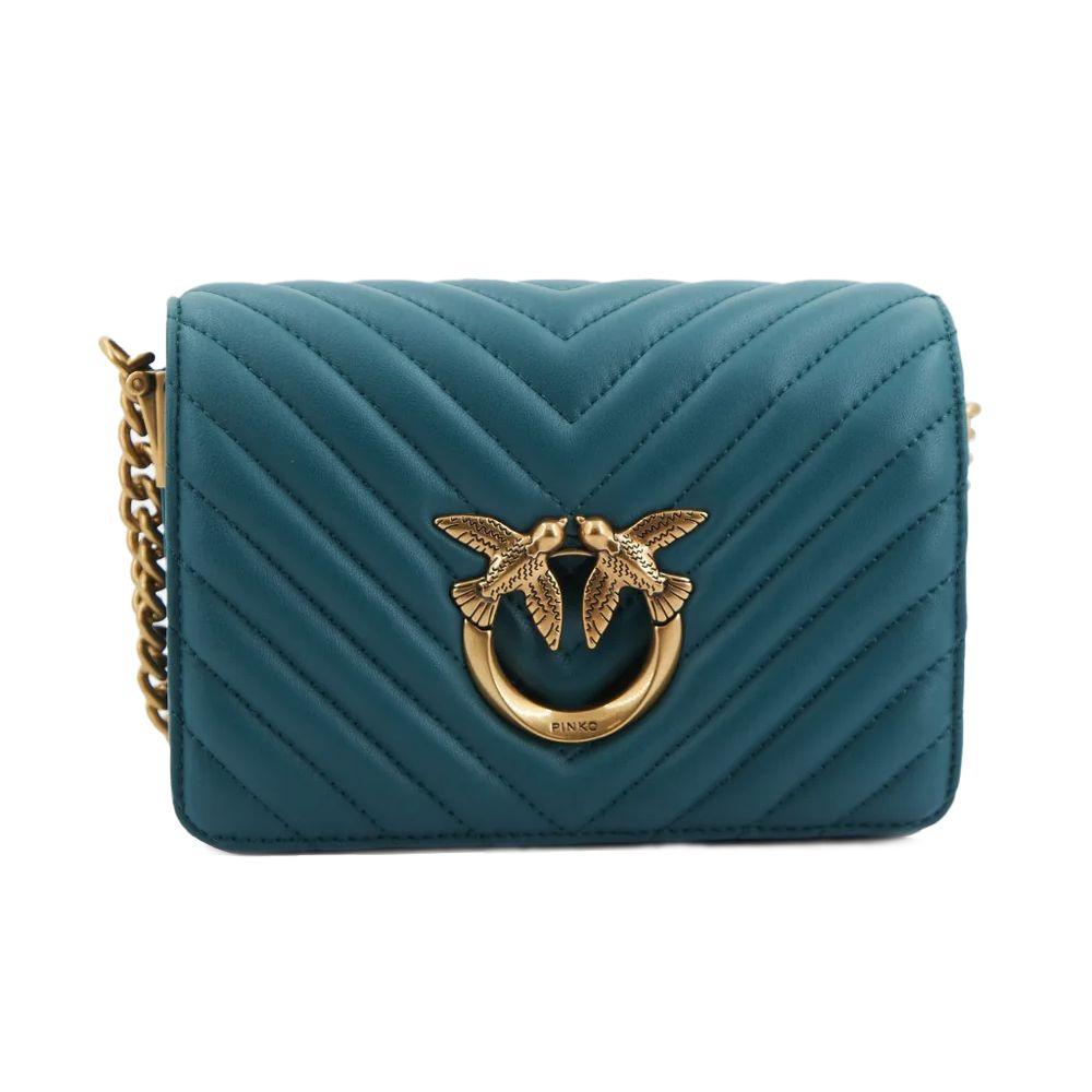 PINKO Blue Calfskin Women Crossbody Bag