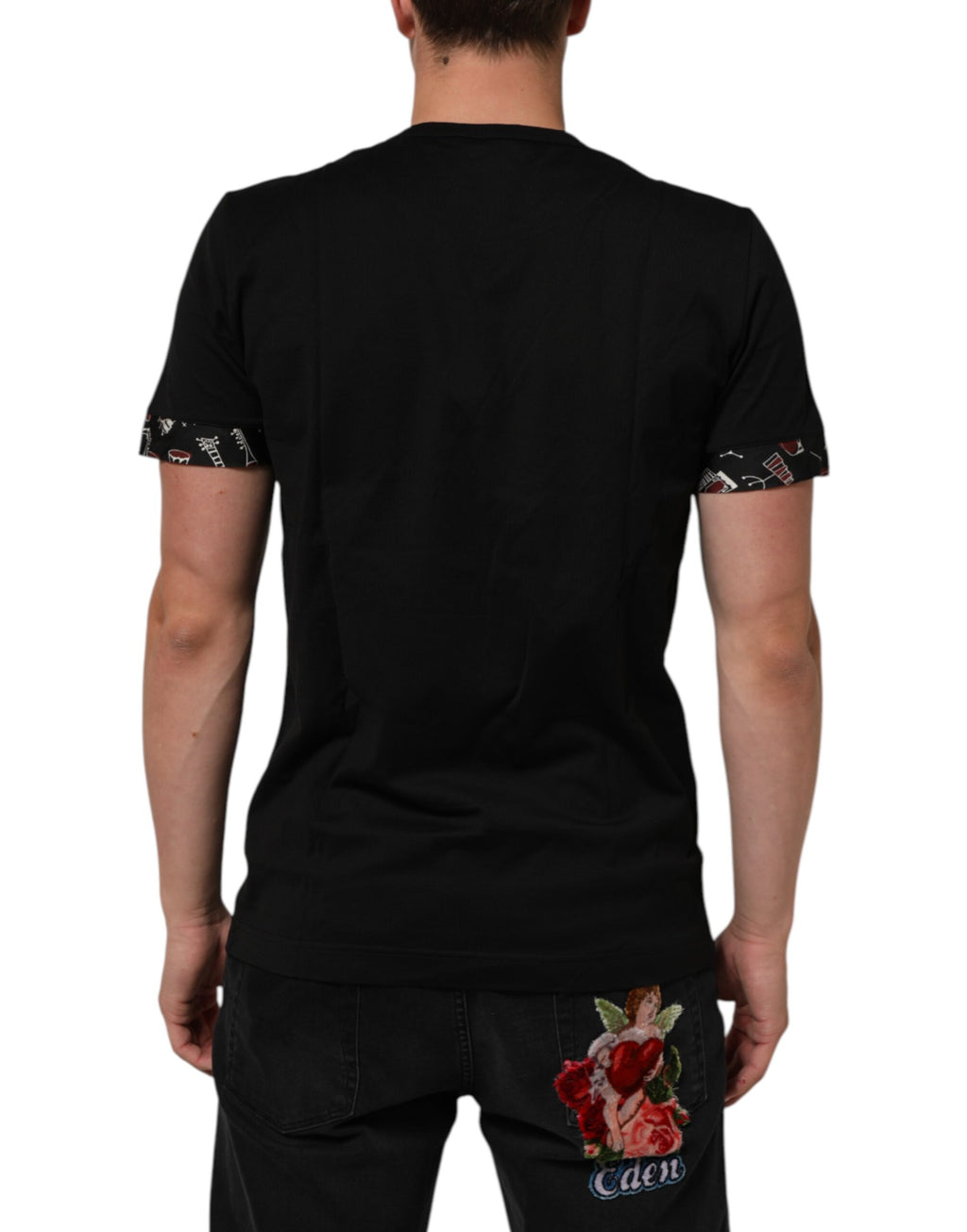 Dolce & Gabbana Black Musical Print Cotton Crew Neck T-shirt