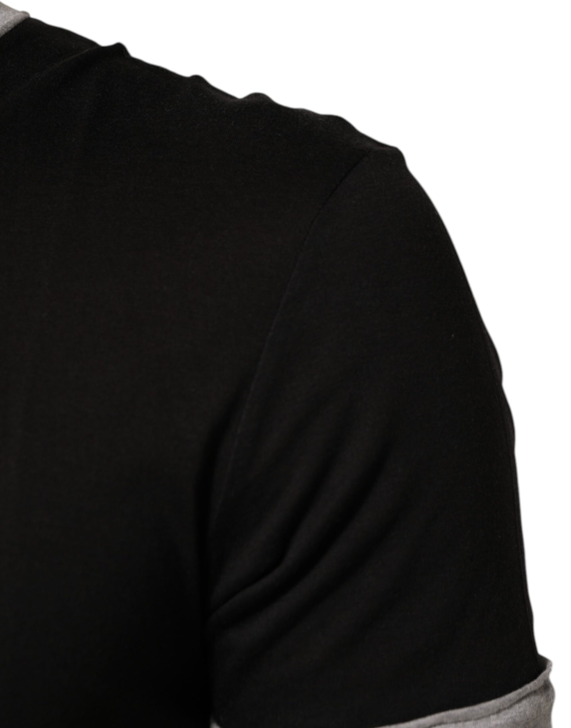 Dolce & Gabbana Black Cotton Logo Print Men Crew Neck T-shirt