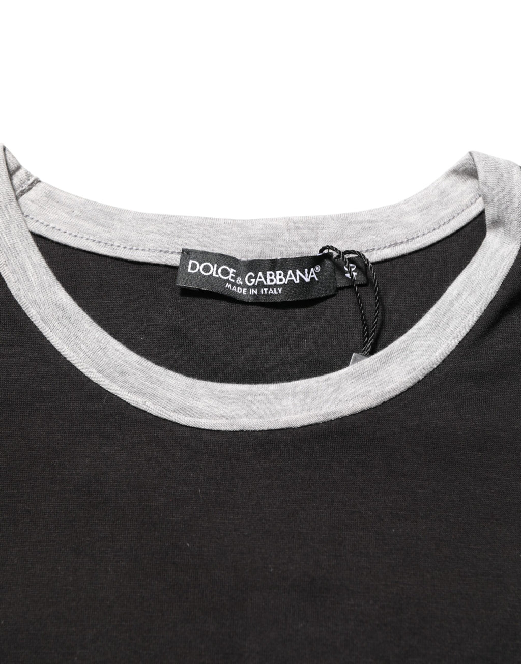 Dolce & Gabbana Black Cotton Logo Print Men Crew Neck T-shirt
