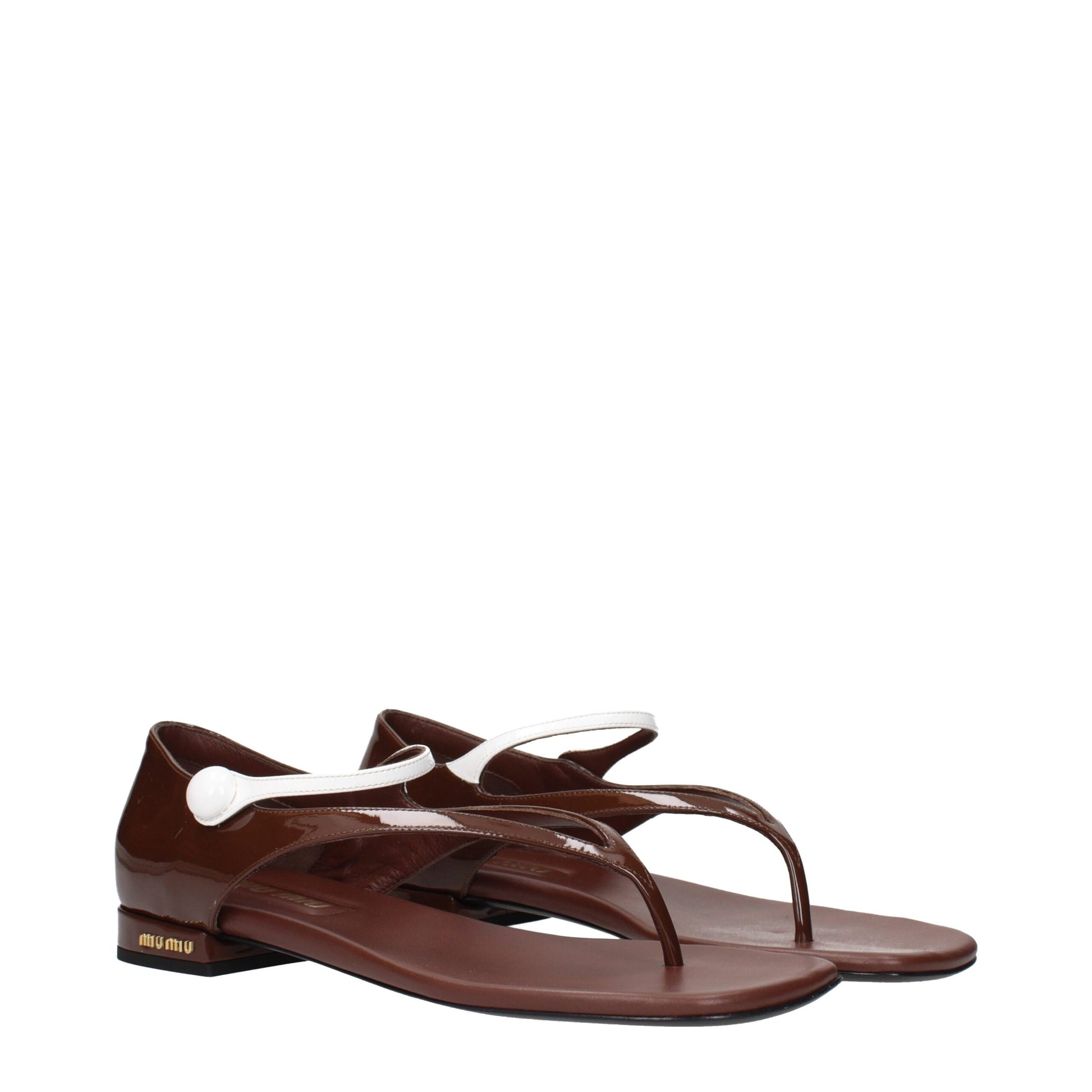 Miu Miu Brown Leather Flat Sandals