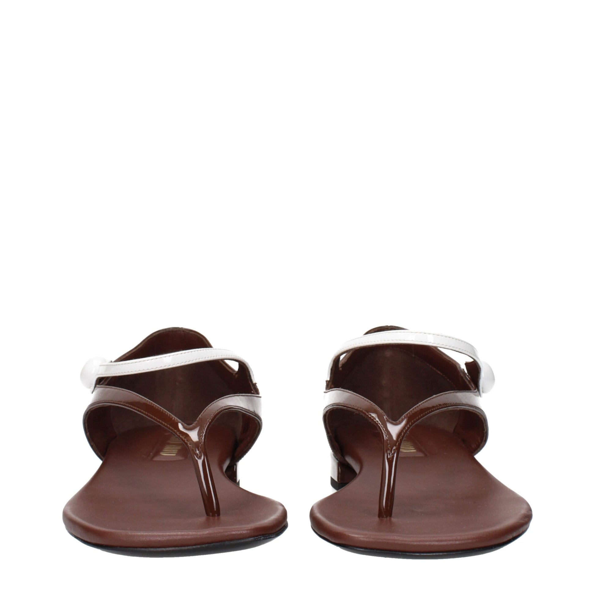 Miu Miu Brown Leather Flat Sandals