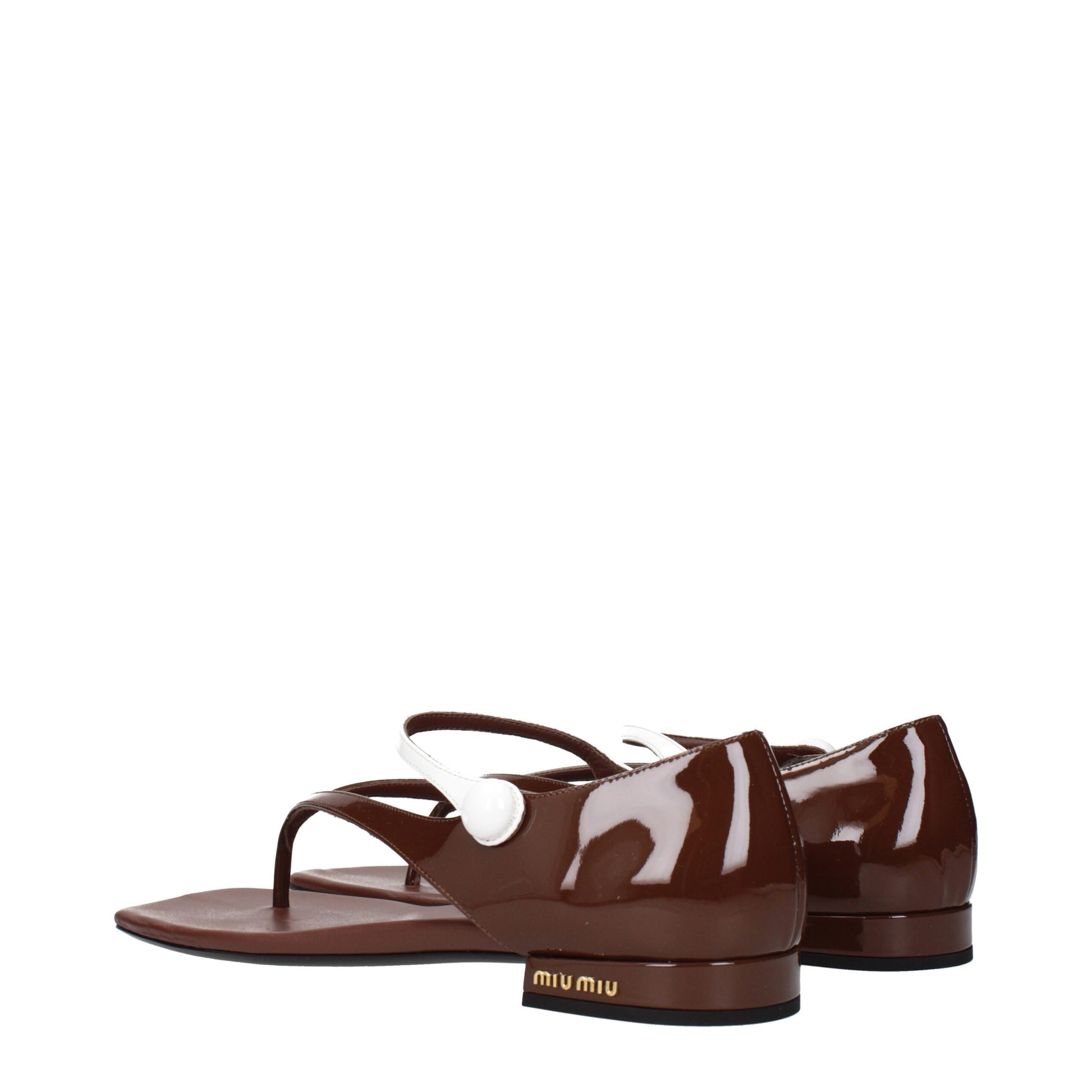 Miu Miu Brown Leather Flat Sandals
