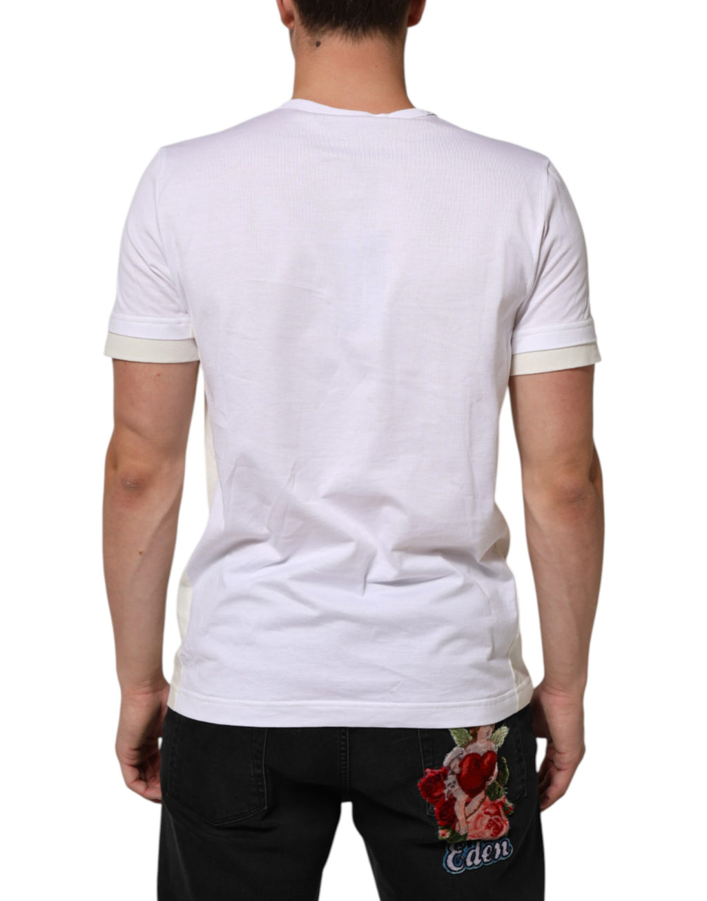Dolce & Gabbana White Cotton Pocket Short Sleeves Men T-shirt