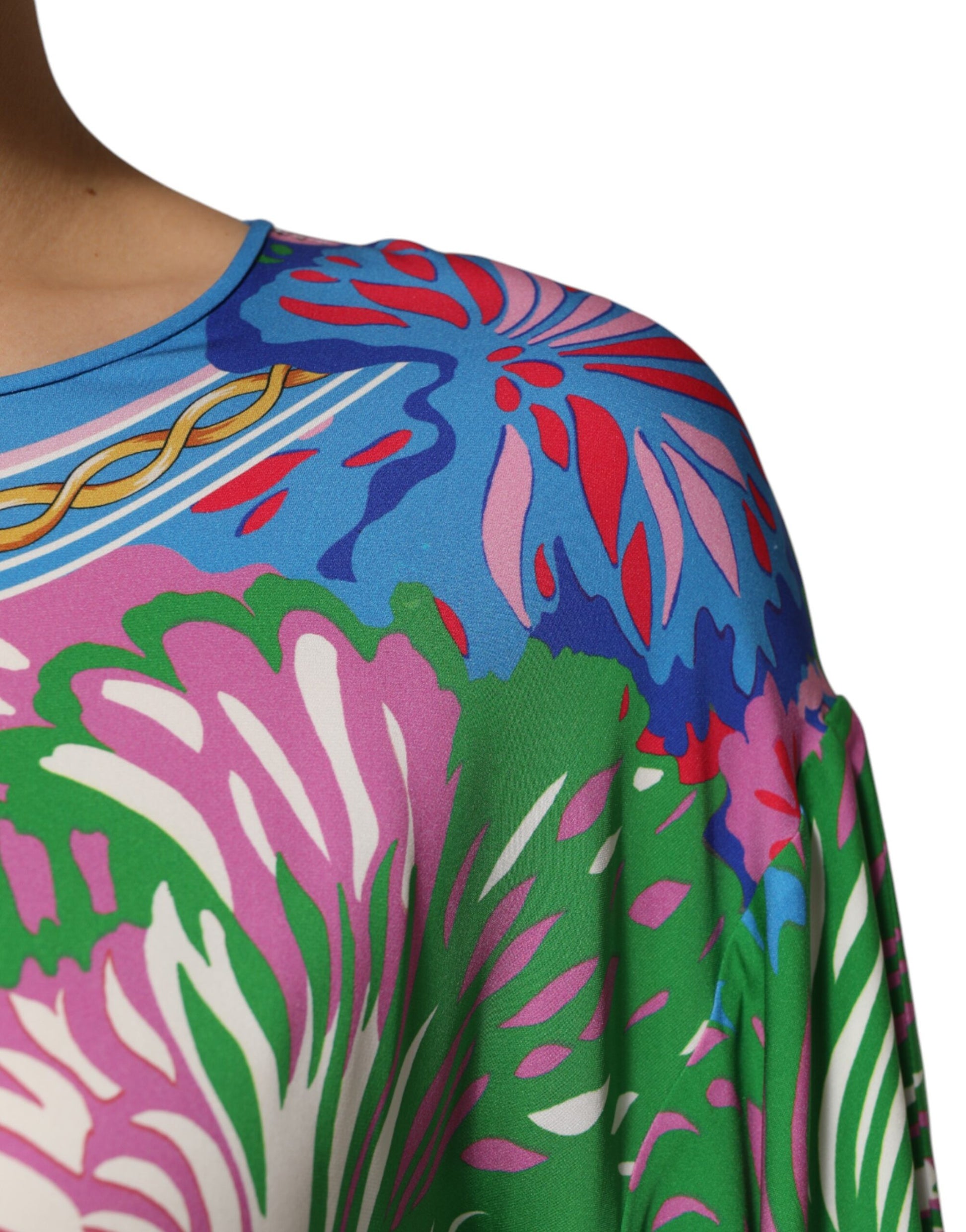 Dolce & Gabbana Multicolor Floral Print Silk Tunic Blouse Top