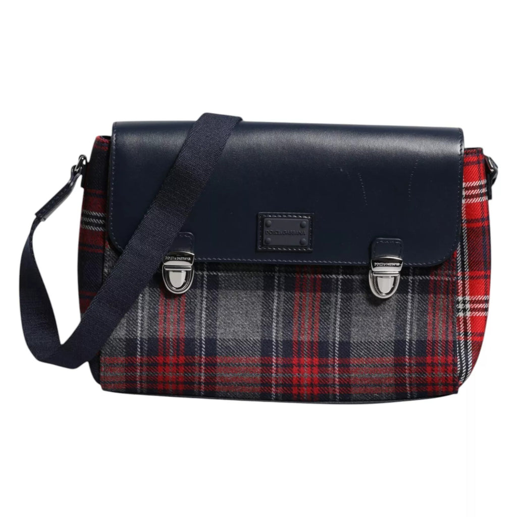 Dolce & Gabbana Multicolor Plaid Wool Calfskin Tartan Satchel Bag