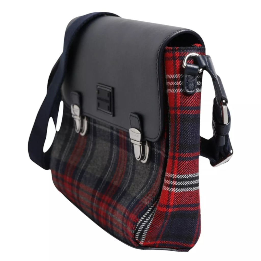 Dolce & Gabbana Multicolor Plaid Wool Calfskin Tartan Satchel Bag