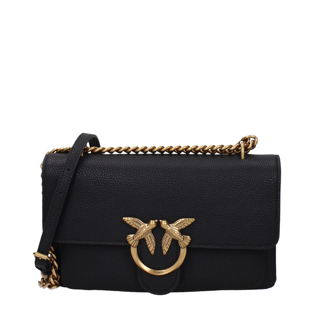 PINKO Black Leather Crossbody Bag