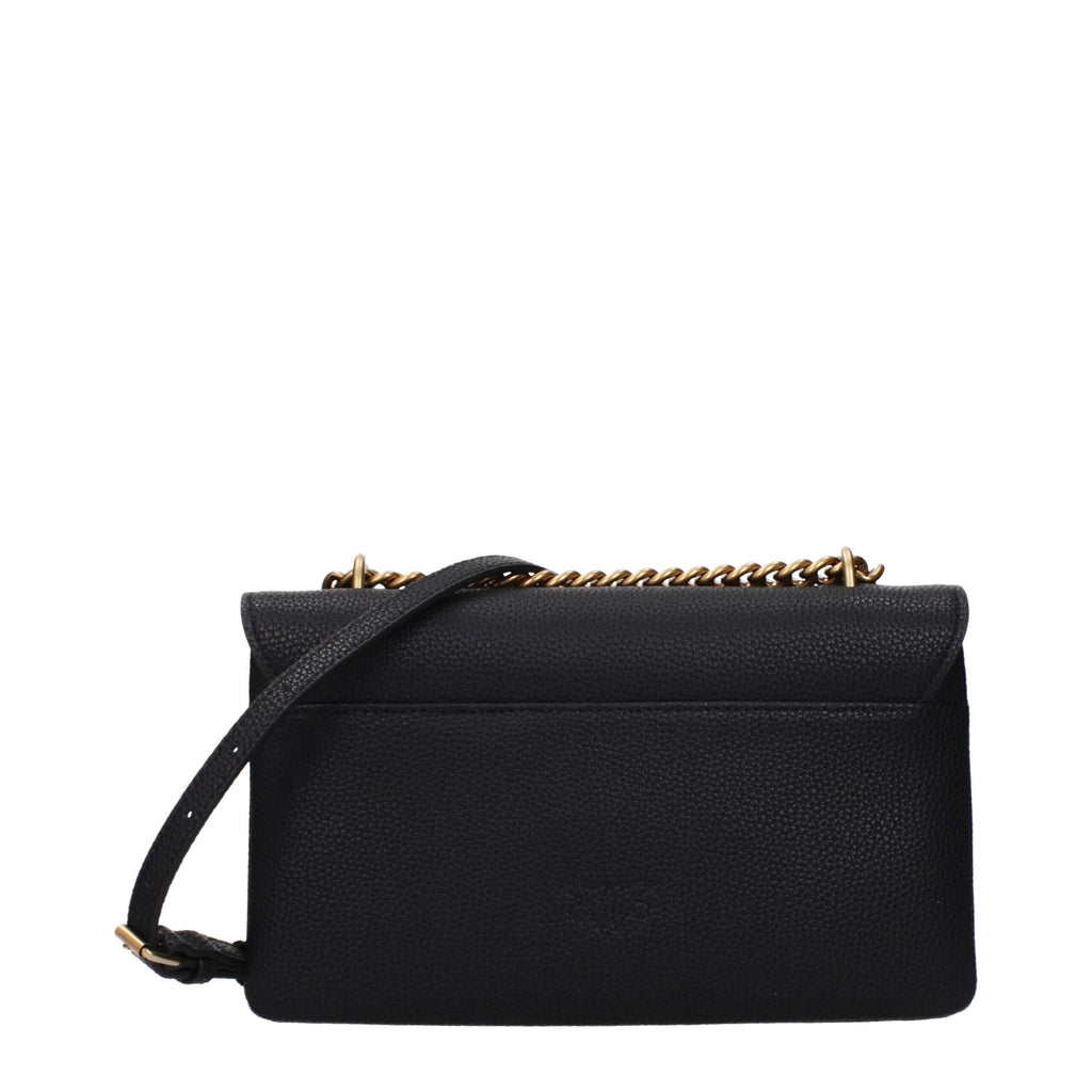 PINKO Black Leather Crossbody Bag