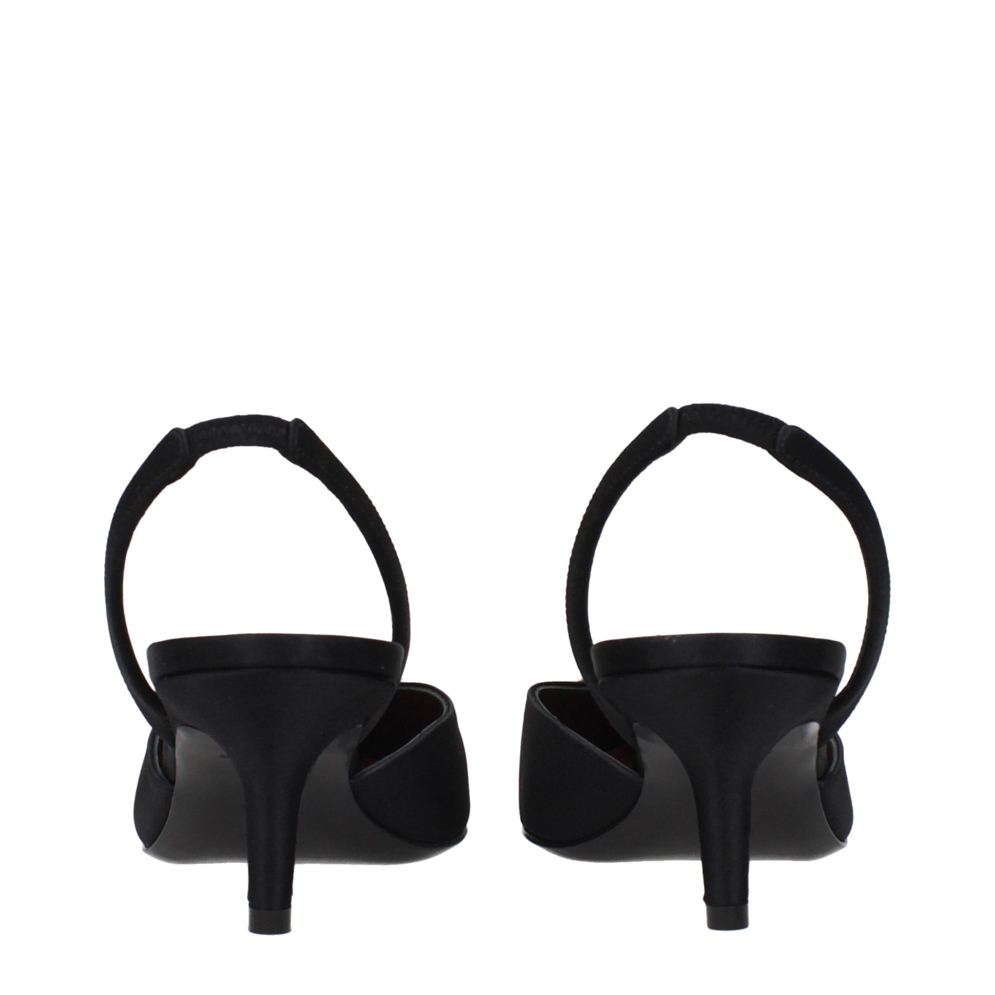 Amina Muaddi Black Satin Stiletto Heels Sandals