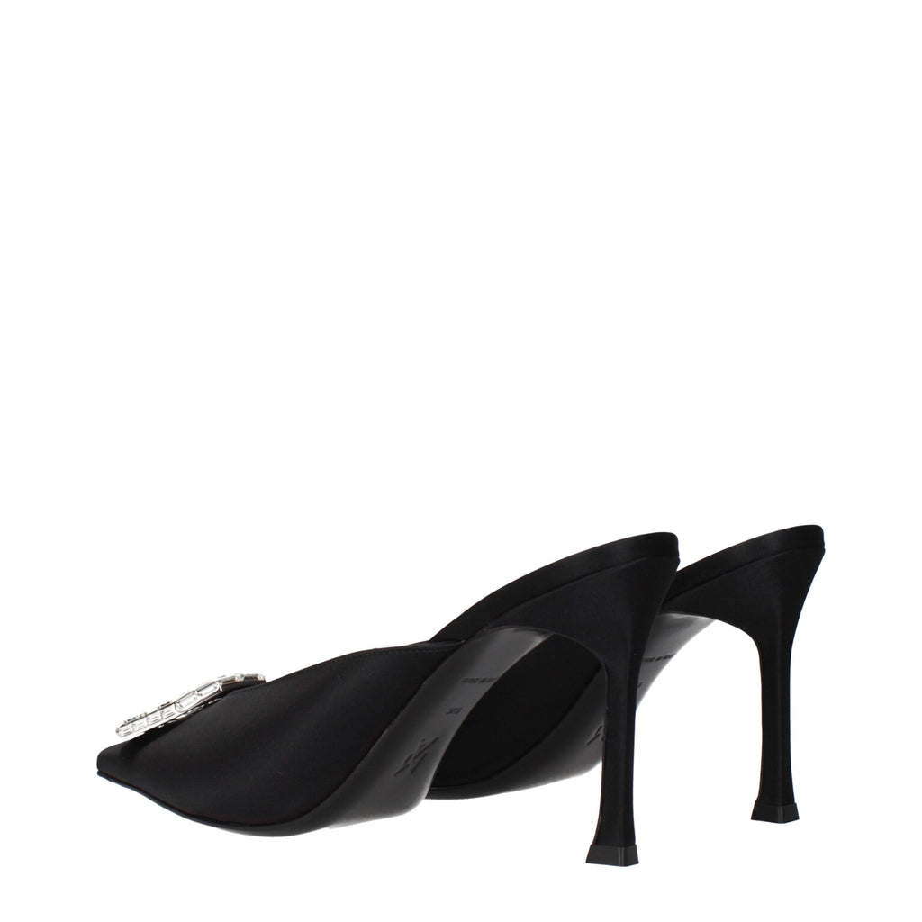 Amina Muaddi Black Satin Pumps