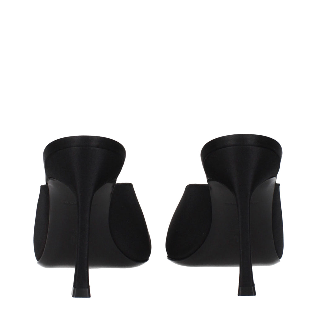 Amina Muaddi Black Satin Pumps