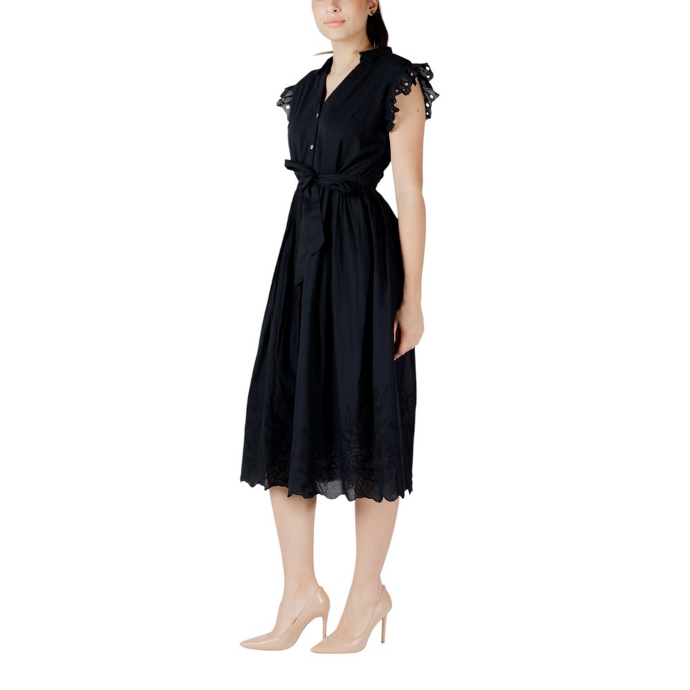 Vila Clothes Black Cotton Midi Dress