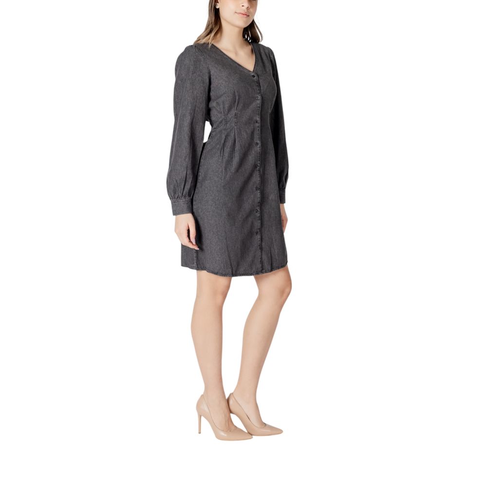 ICHI Black Cotton Short Dress