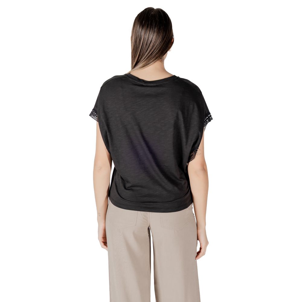 ICHI Black Cotton T-Shirt