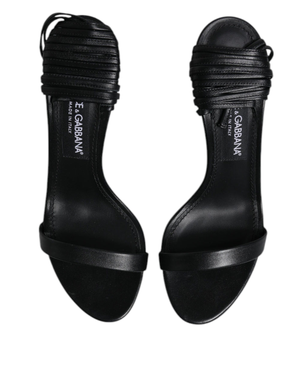Dolce & Gabbana Black Leather Stiletto Heels Sandals Shoes
