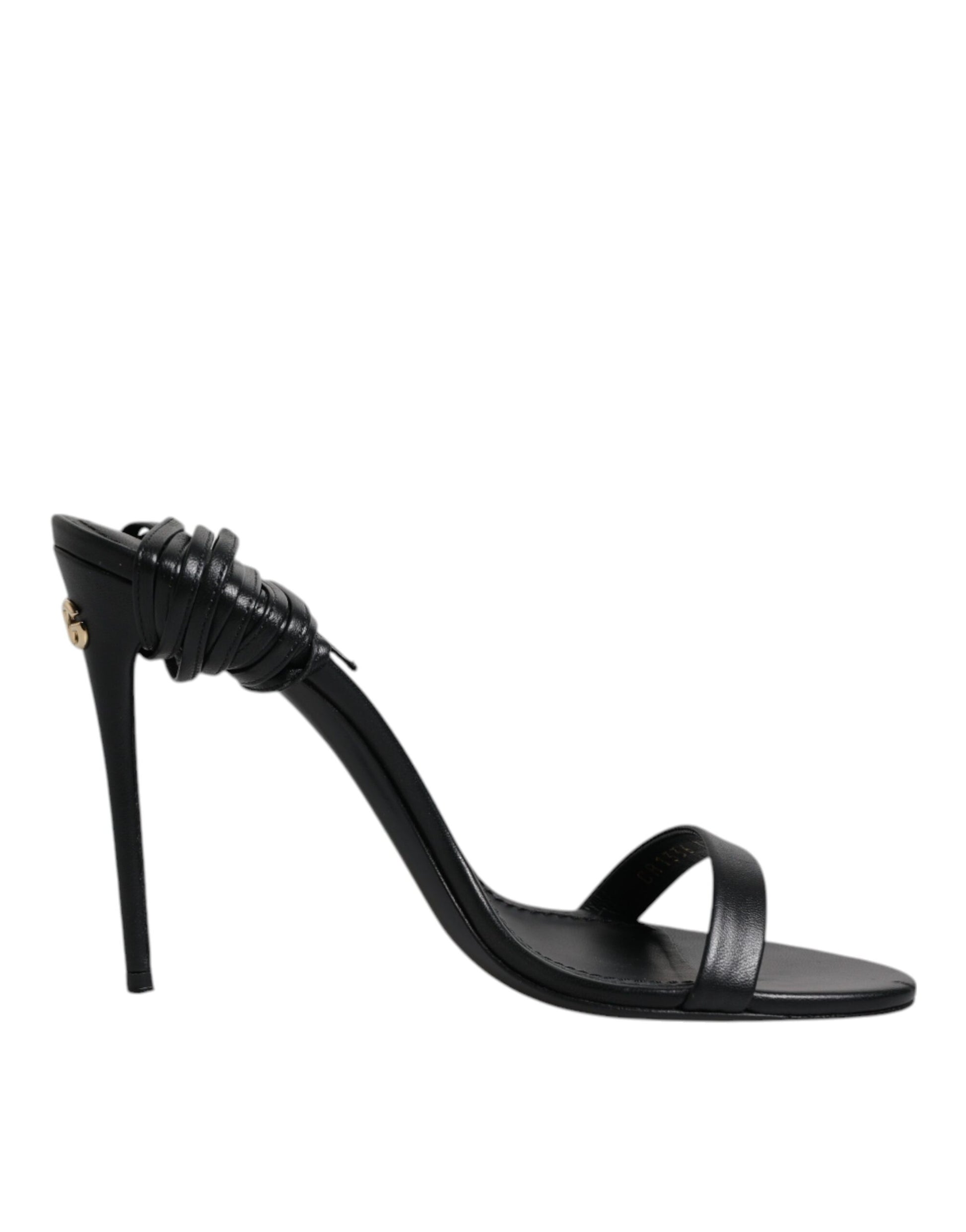 Dolce & Gabbana Black Leather Stiletto Heels Sandals Shoes
