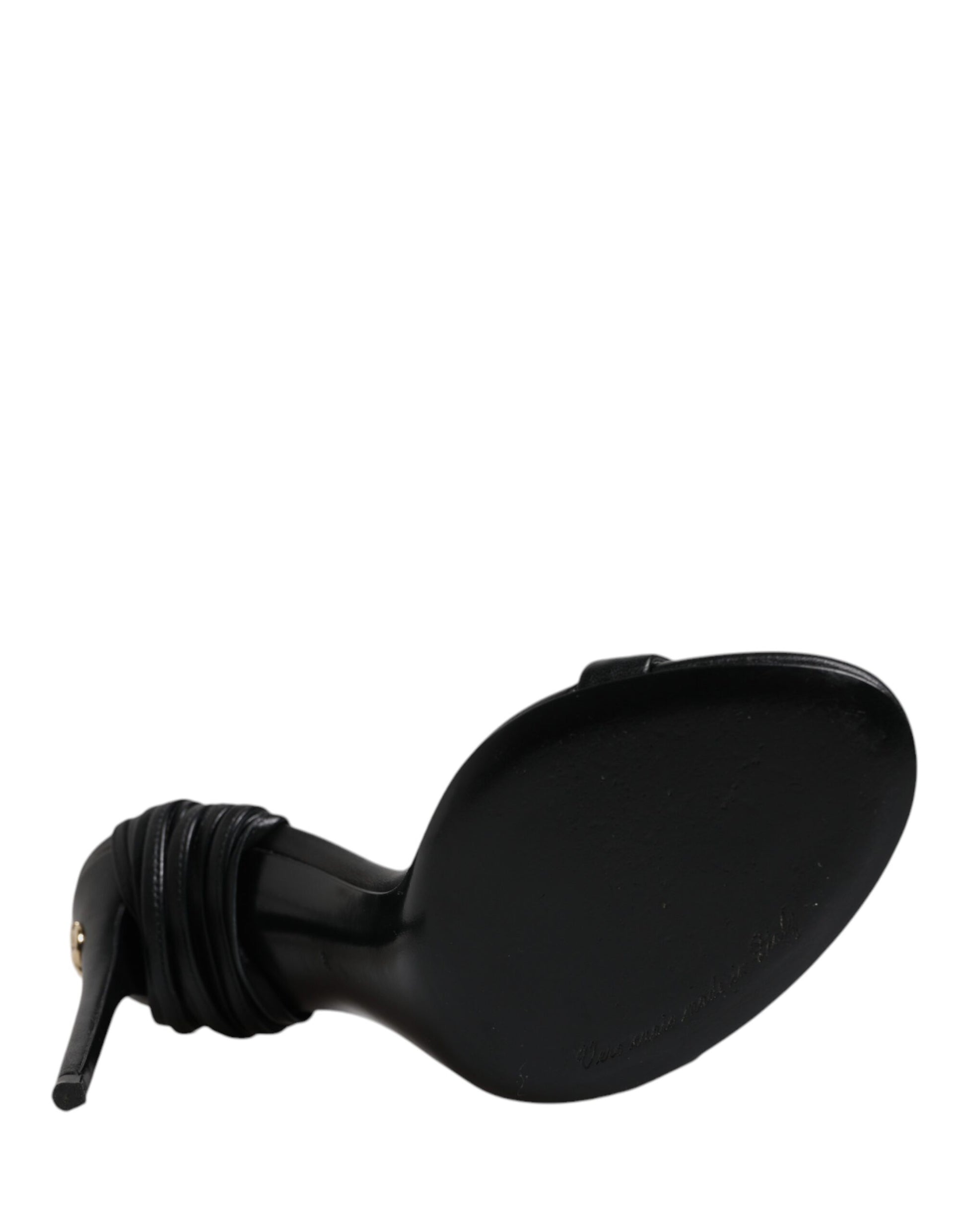 Dolce & Gabbana Black Leather Stiletto Heels Sandals Shoes