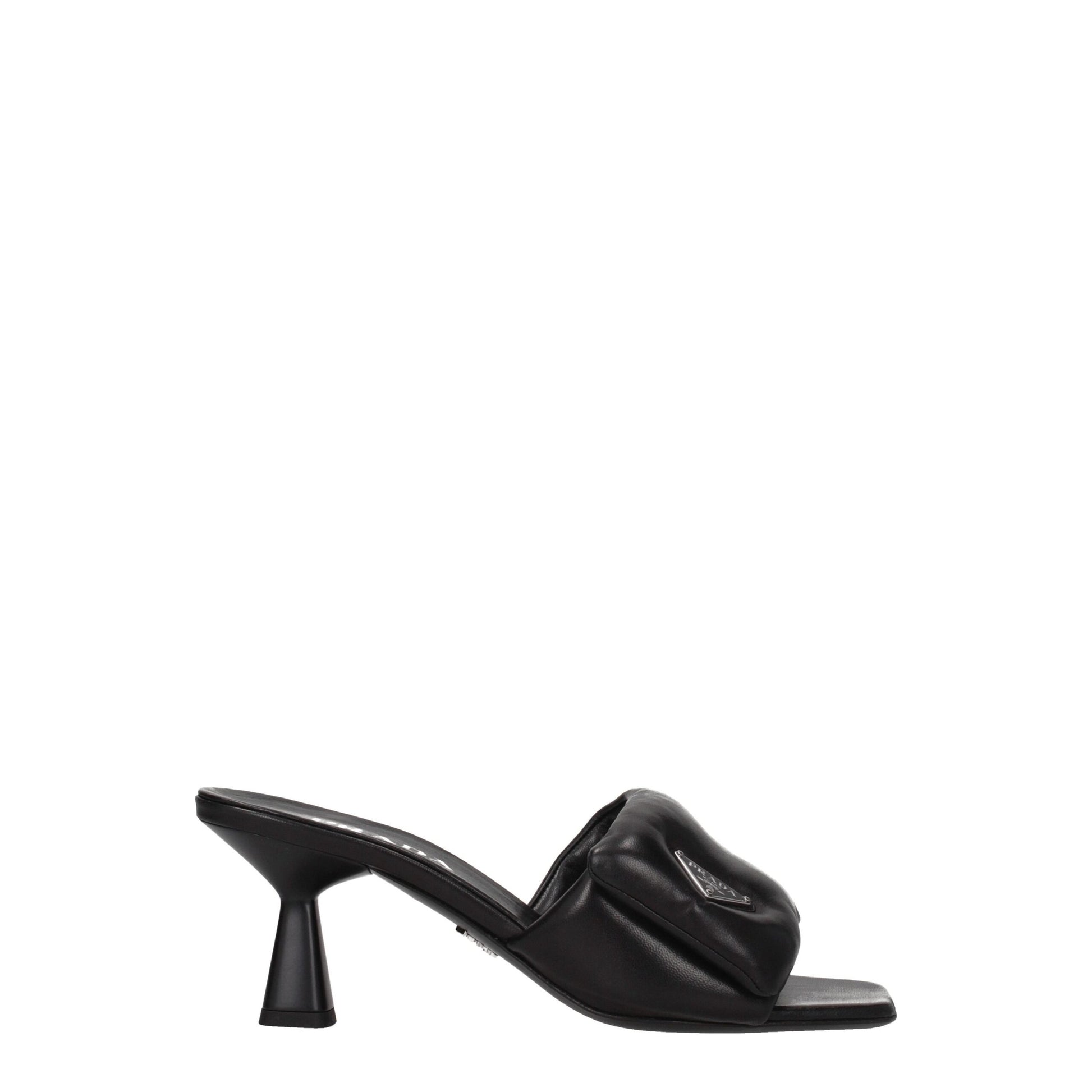 Prada Black Leather Platform Sandals