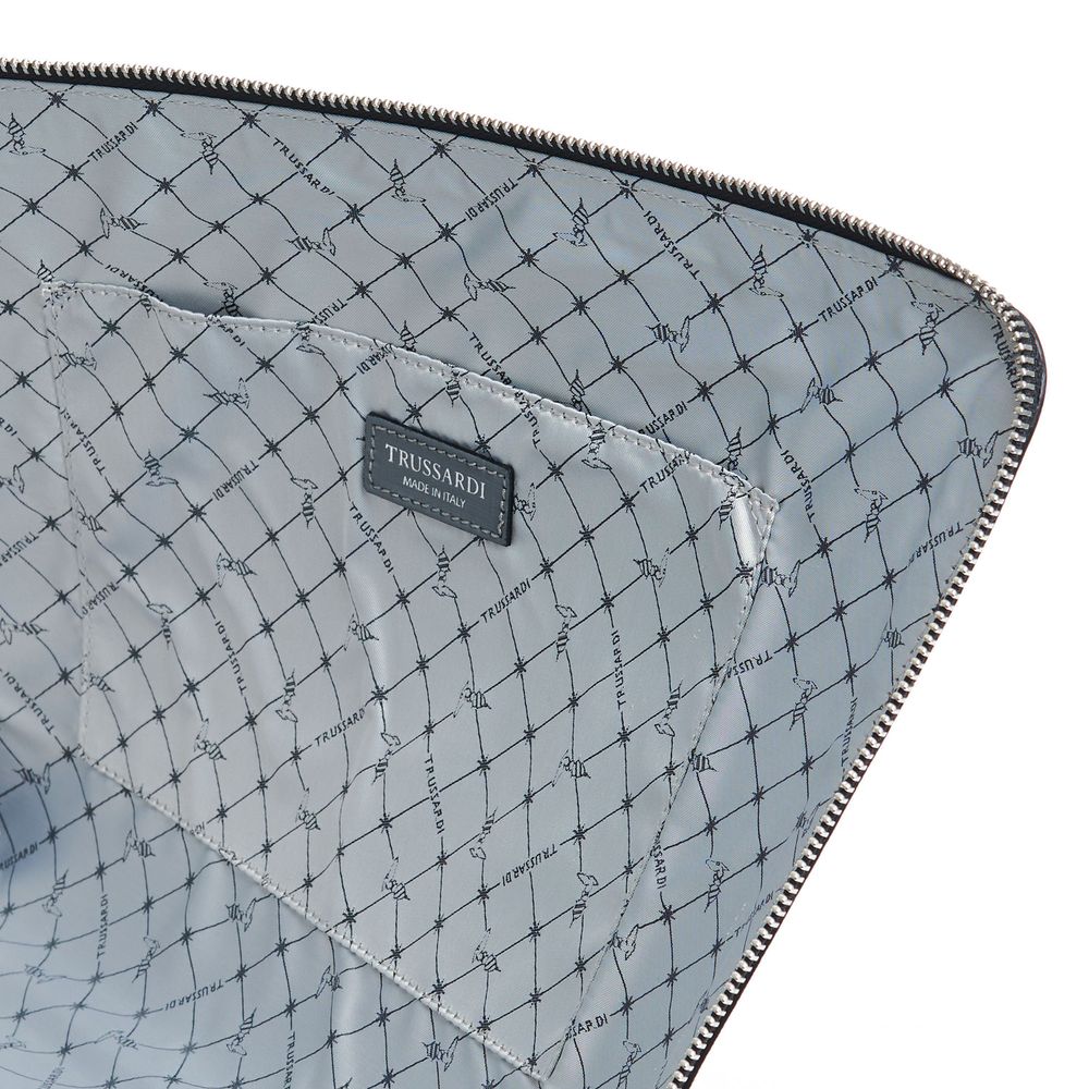 Trussardi Black Leather Clutch Bag