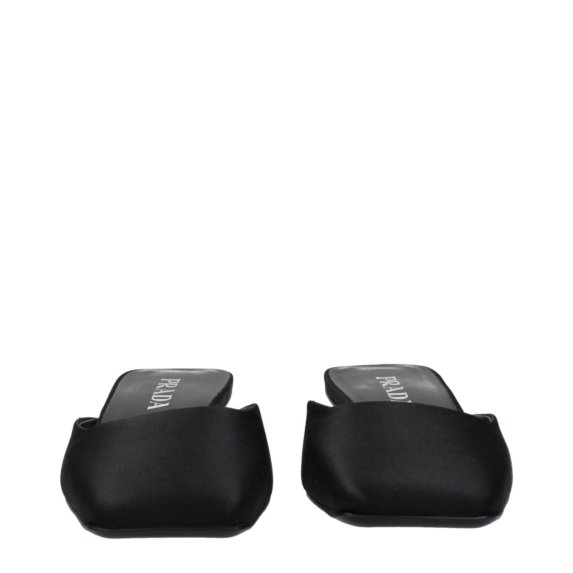 Prada Black Satin Flat Sandals