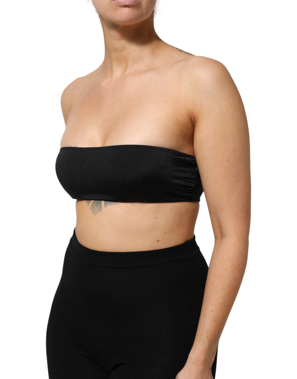 Dolce & Gabbana Black Nylon Blend Bandeau Strapless Tube  Top