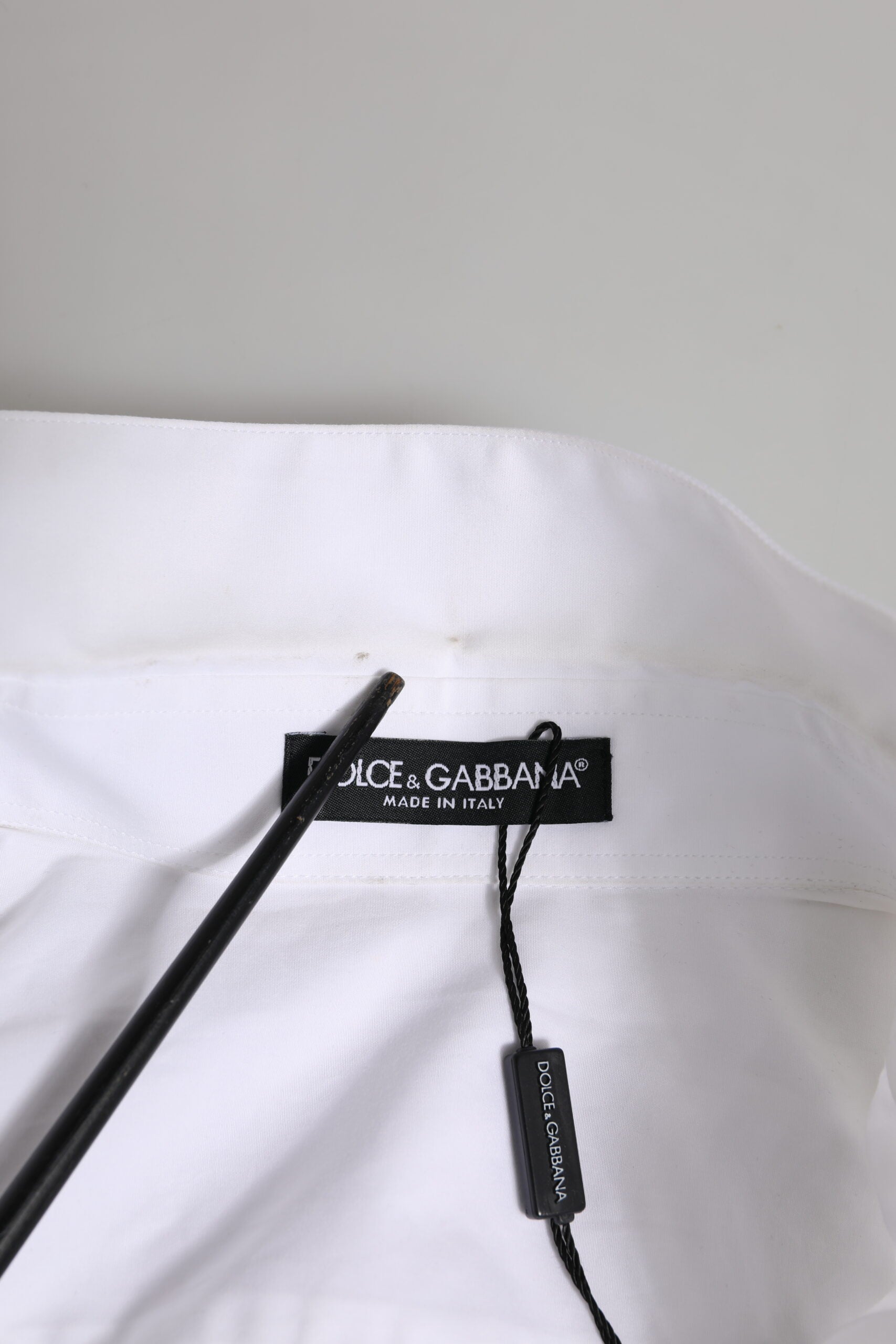 Dolce & Gabbana White Crystal Embellished Dress Shirt Top