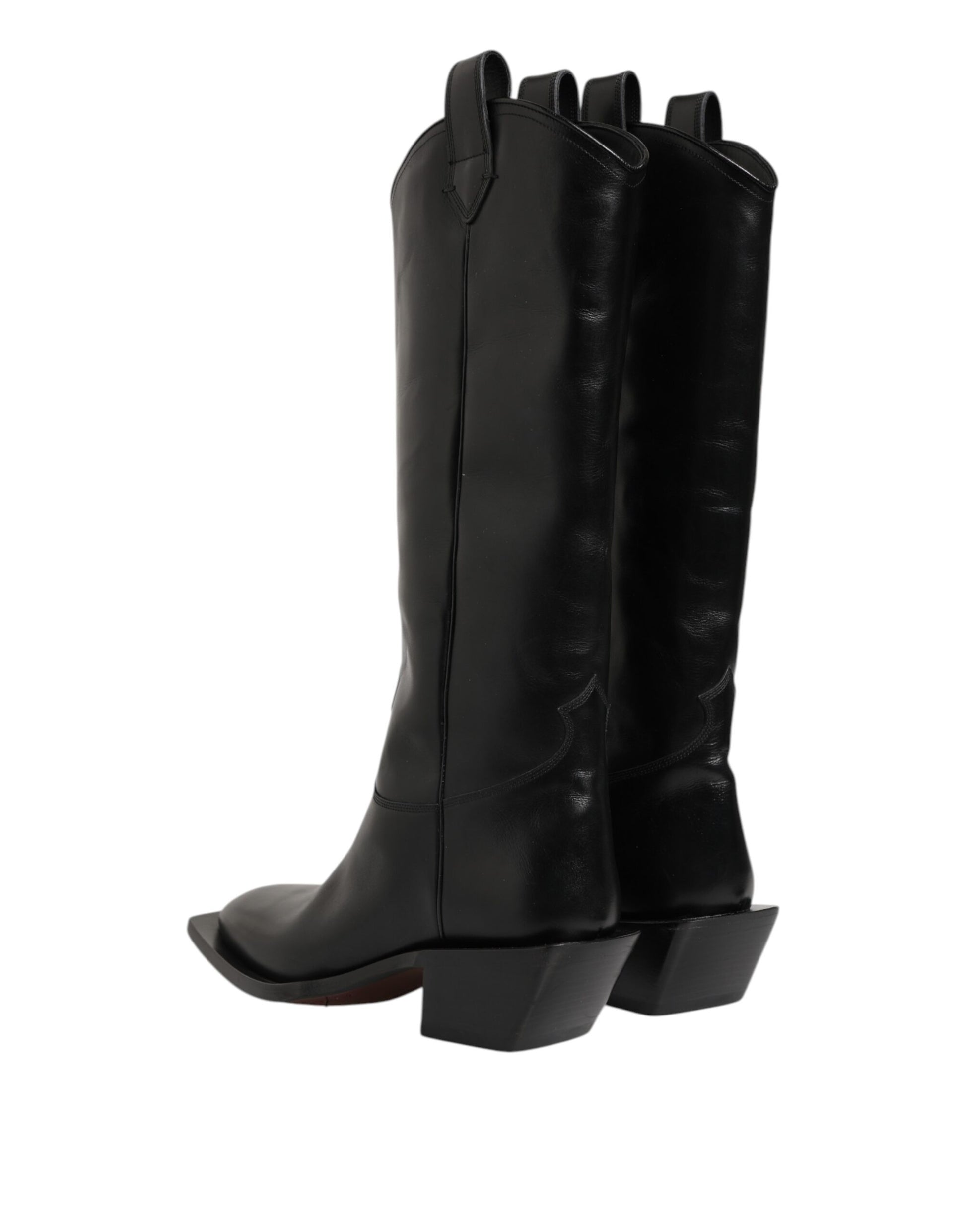 Dolce & Gabbana Black Leather Over The Calf Biker Boots Shoes