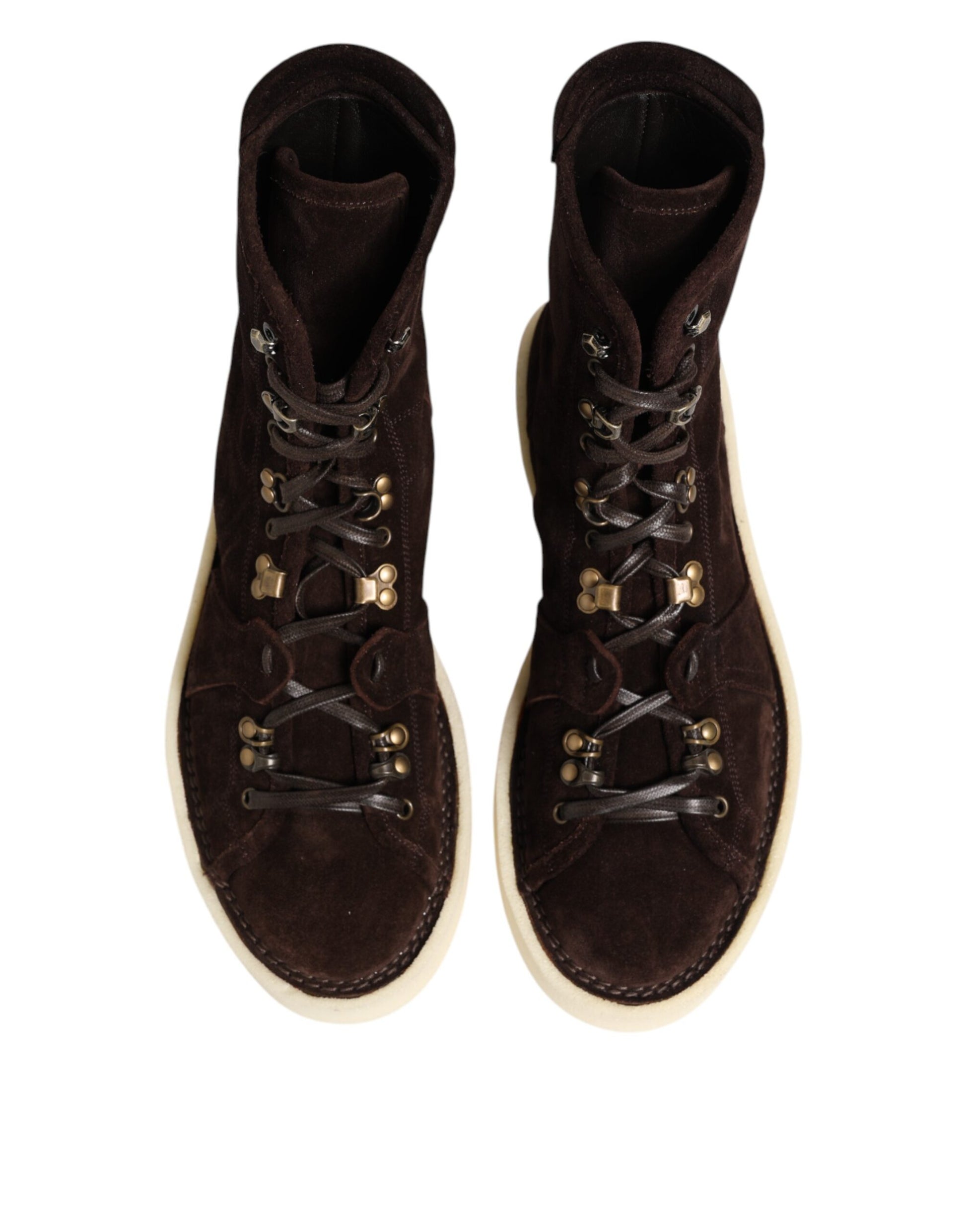 Dolce & Gabbana Brown Suede Lace Up Ankle Short Boots Shoes