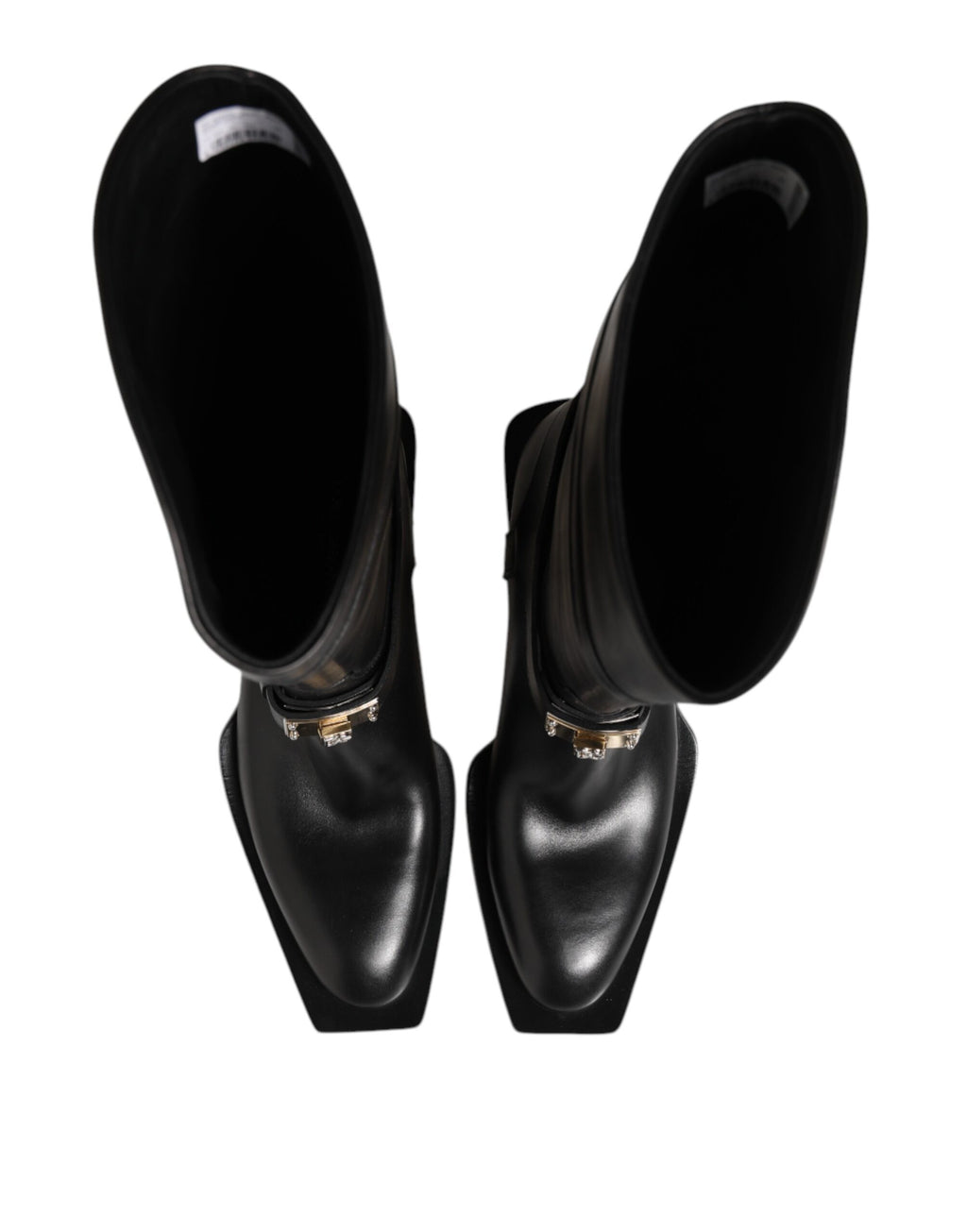 Dolce & Gabbana Black Logo Plaque Over The Calf Boot Shoes