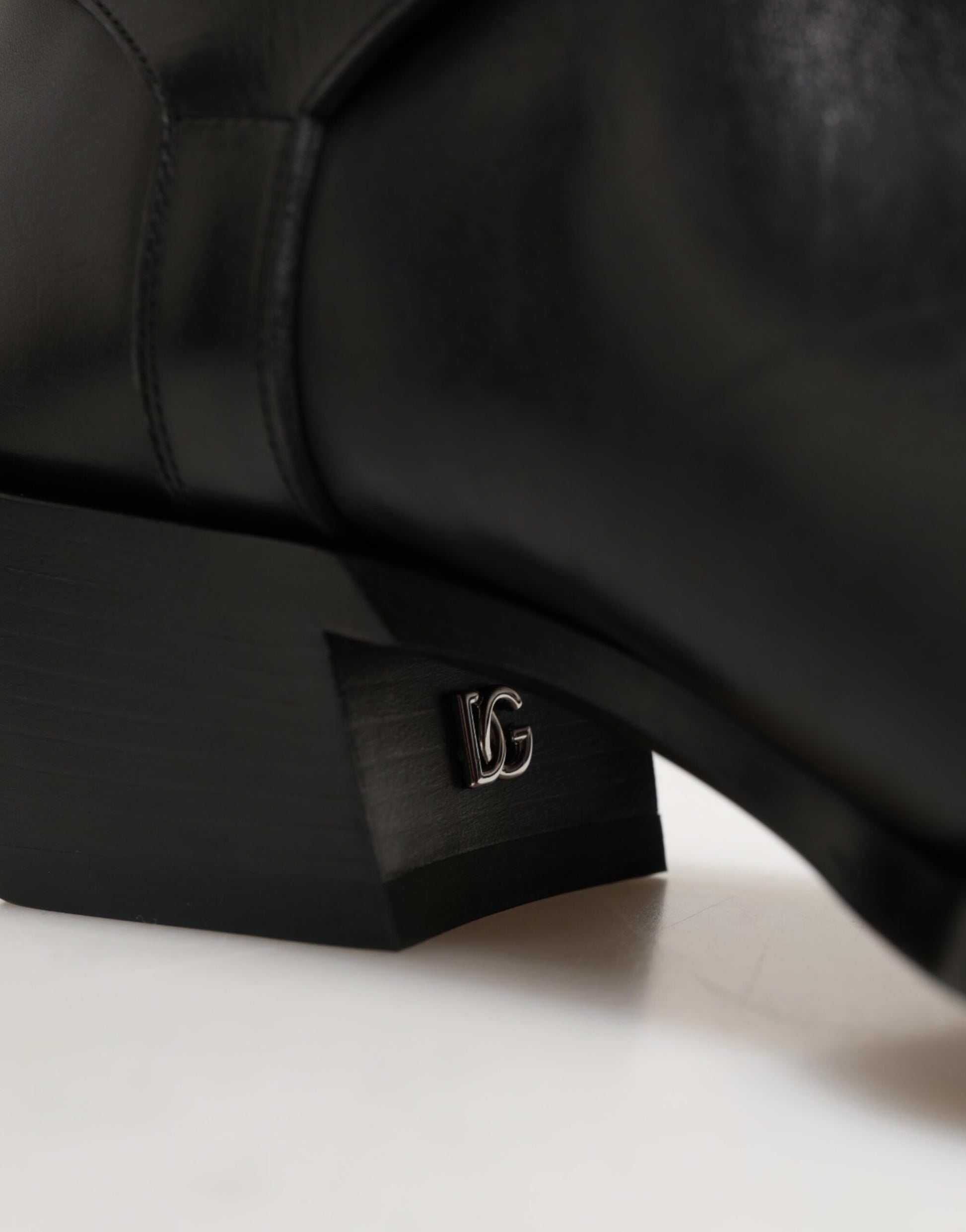 Dolce & Gabbana Black Logo Plaque Over The Calf Boot Shoes