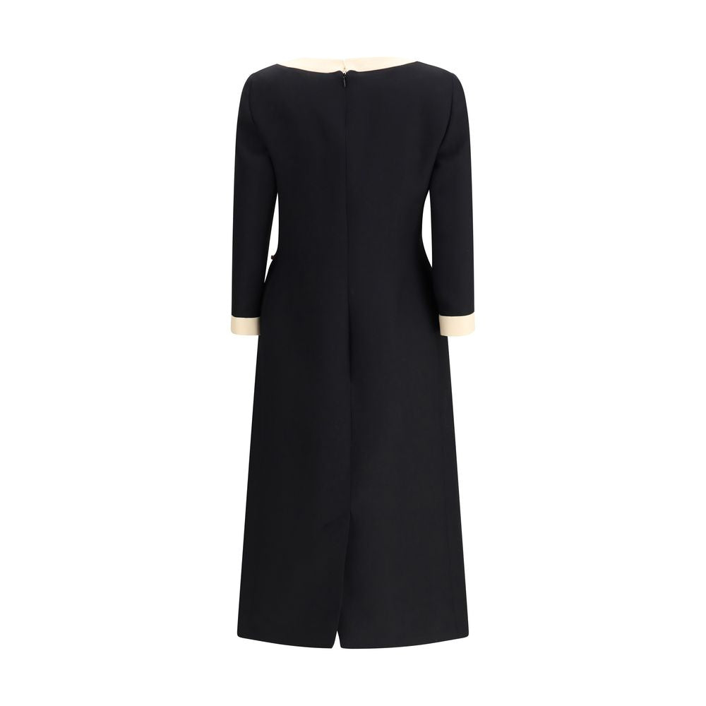 Valentino Black Fleece Wool Casual Dress